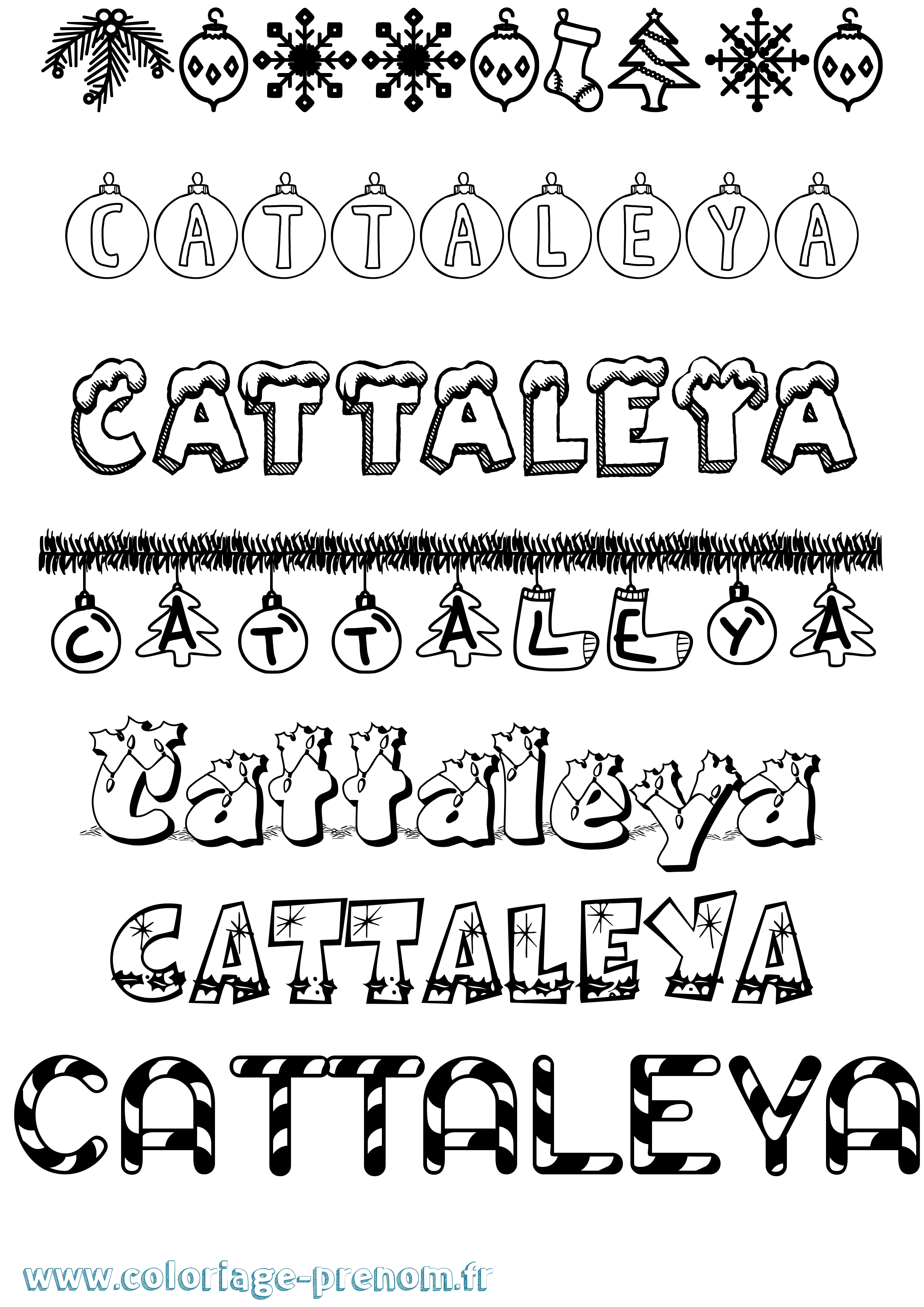 Coloriage Cattaleya Noël Coloriage prénom Cattaleya Noël