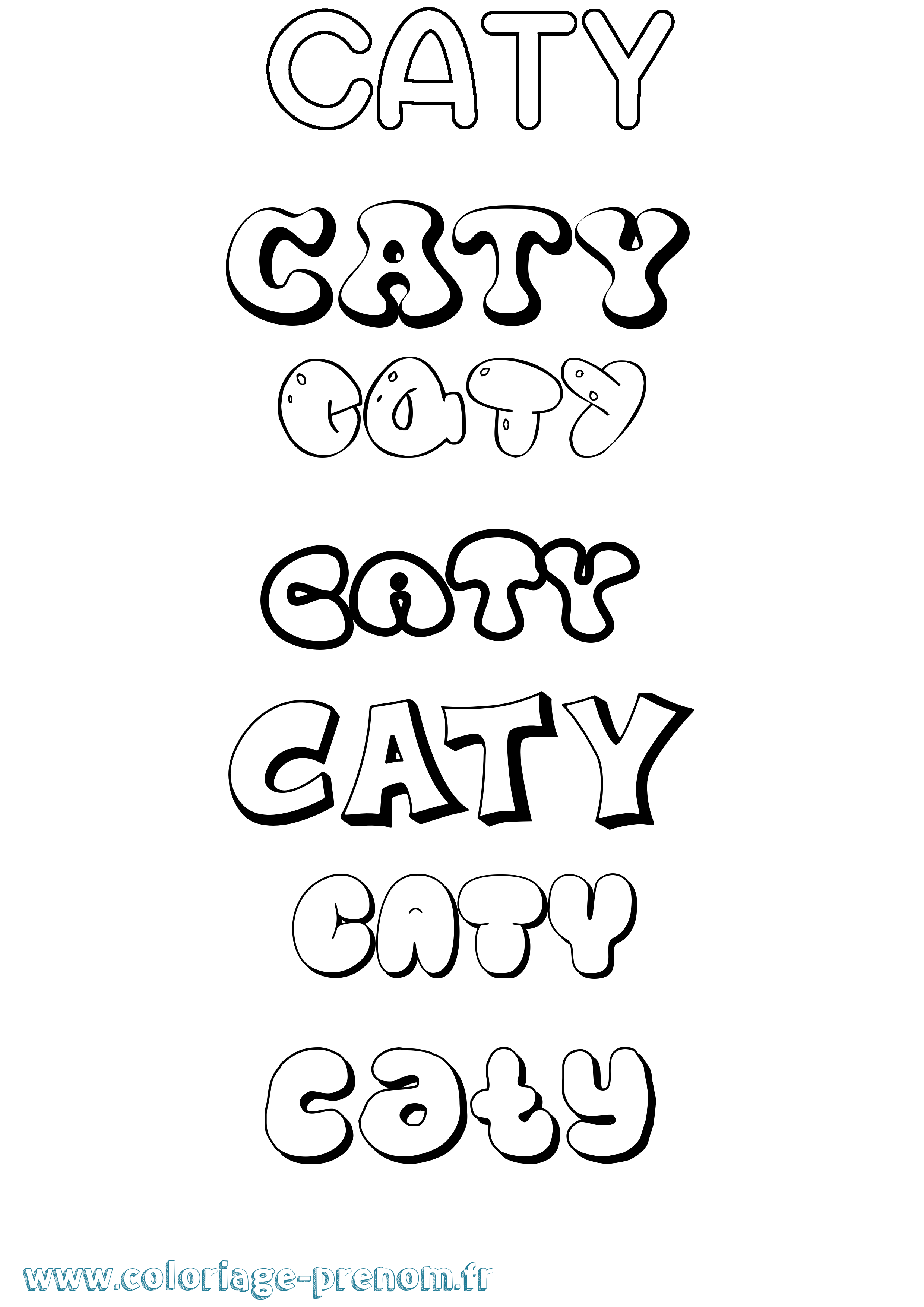 Coloriage Caty Bubble Coloriage prénom Caty Bubble