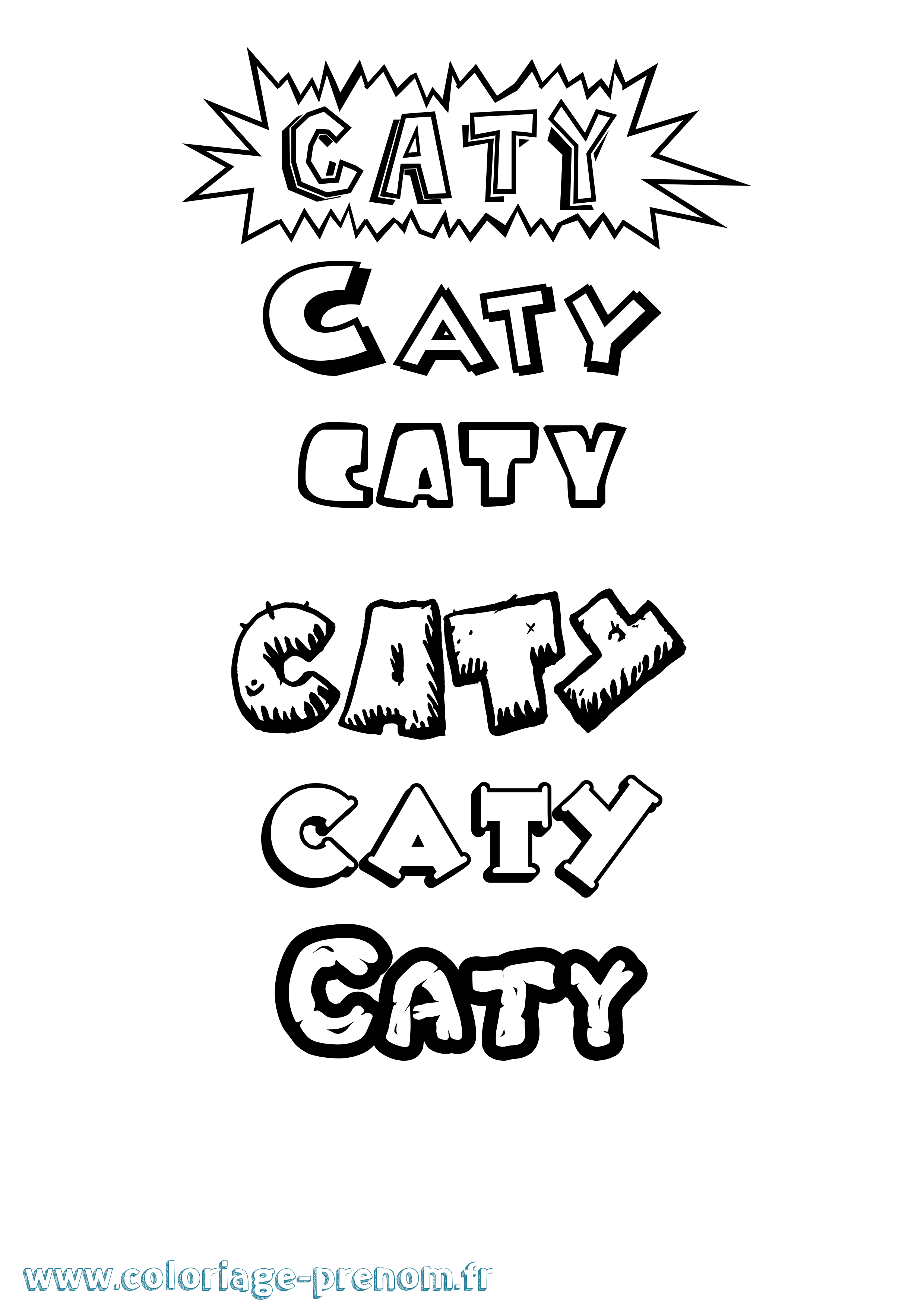 Coloriage Caty Dessin Animé Coloriage prénom Caty Dessin Animé