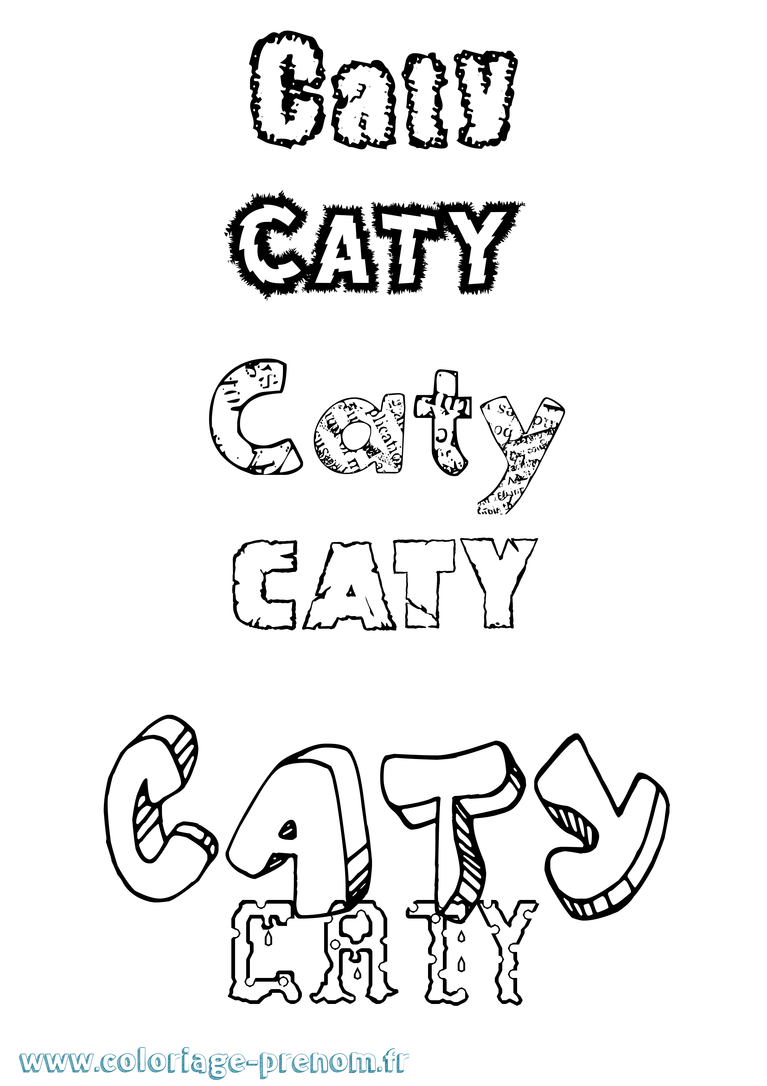 Coloriage Caty Destructuré Coloriage prénom Caty Destructuré