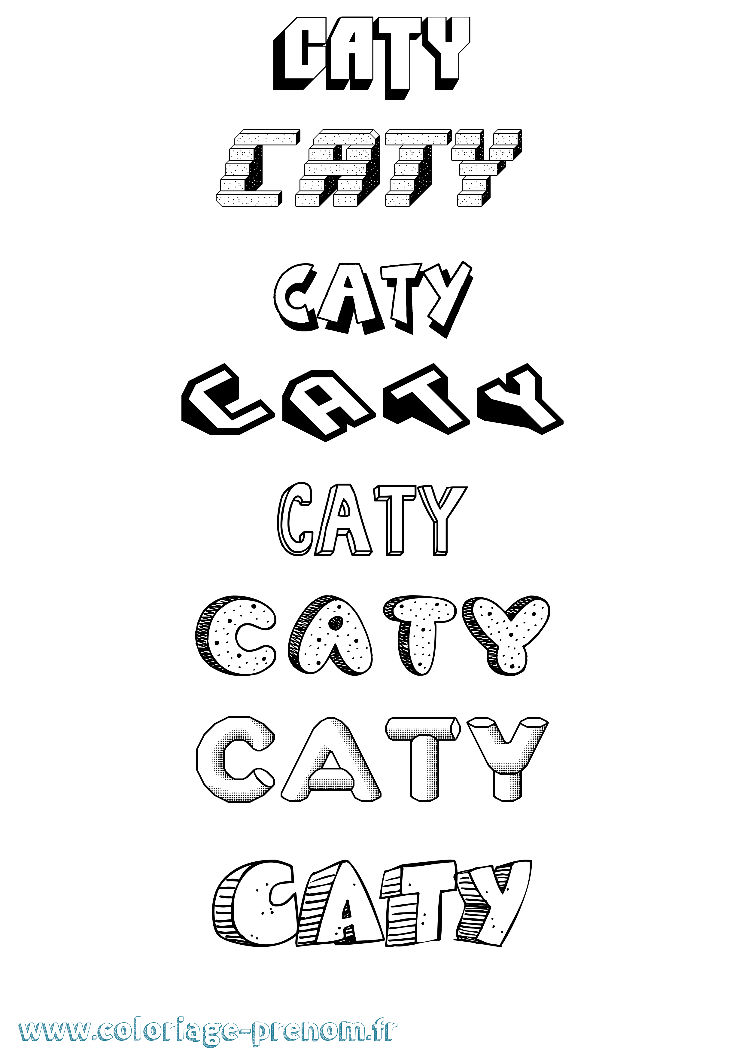Coloriage Caty Effet 3D Coloriage prénom Caty Effet 3D