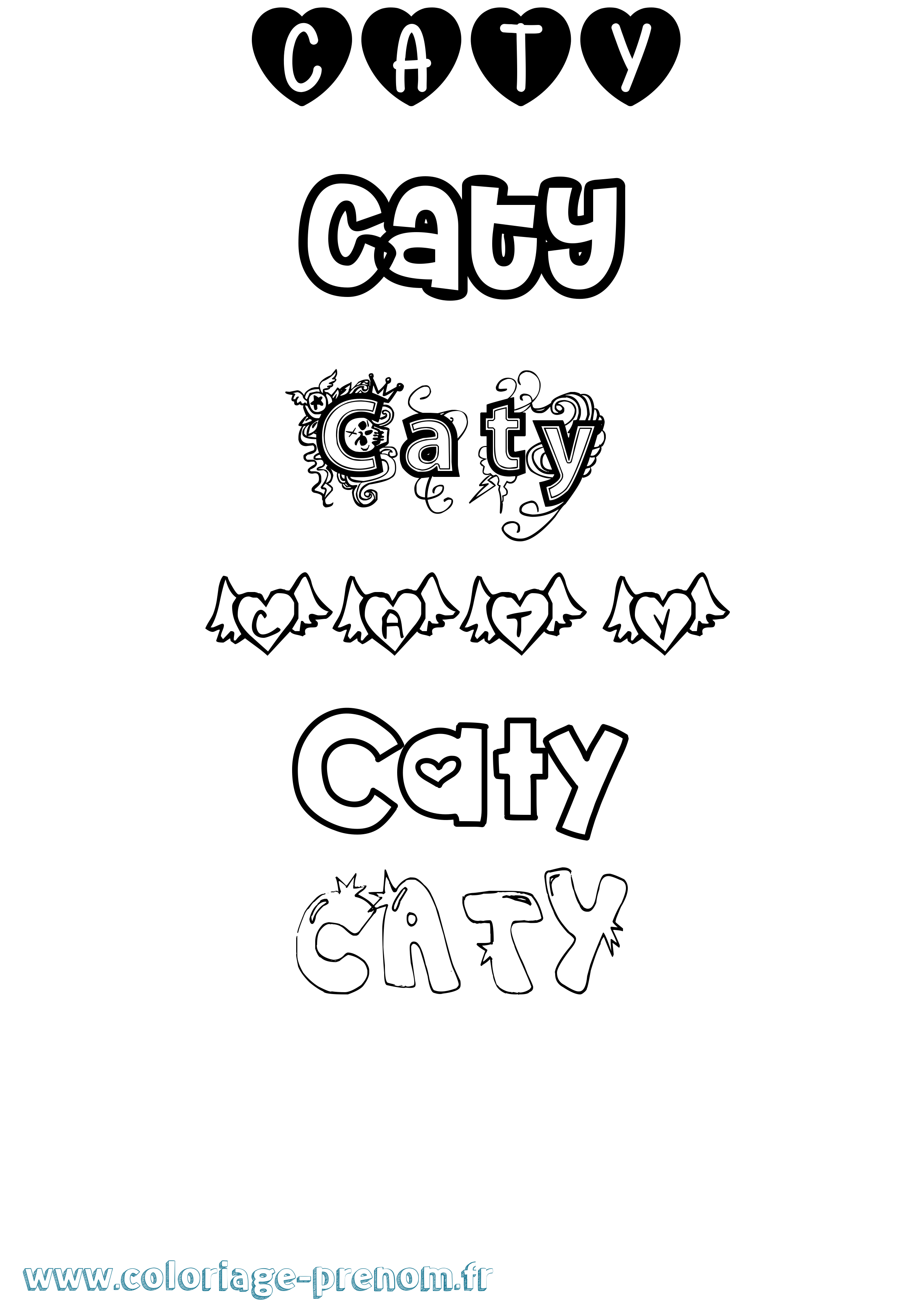 Coloriage Caty Girly Coloriage prénom Caty Girly