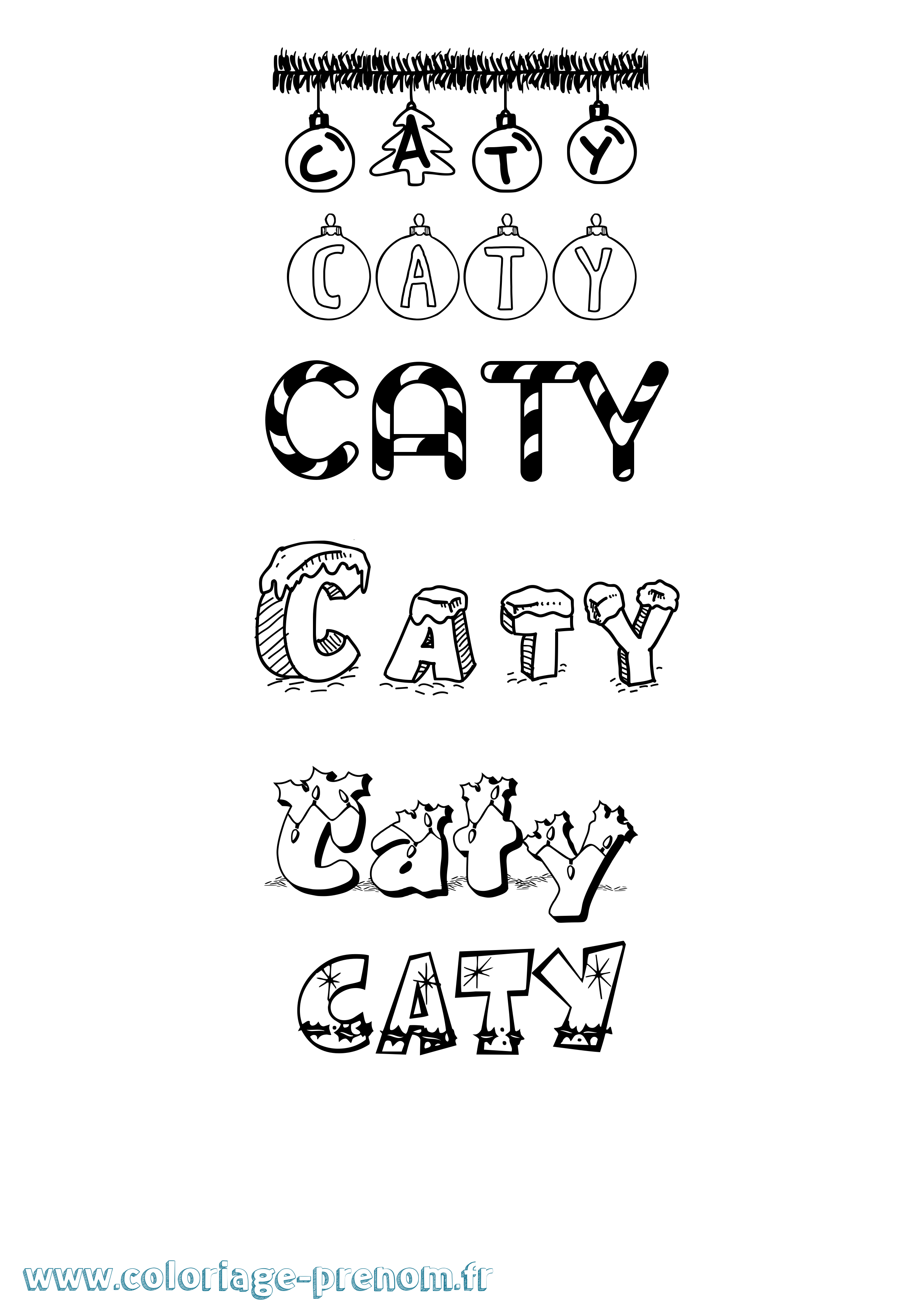 Coloriage Caty Noël Coloriage prénom Caty Noël