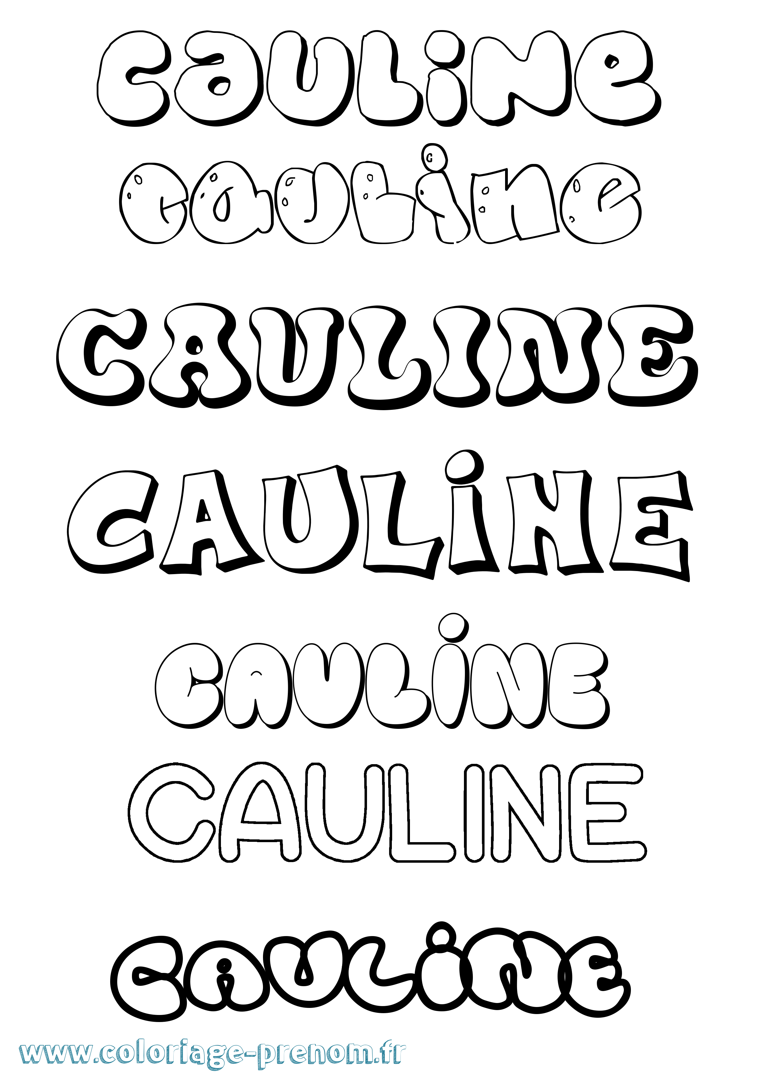 Coloriage Cauline Bubble Coloriage prénom Cauline Bubble