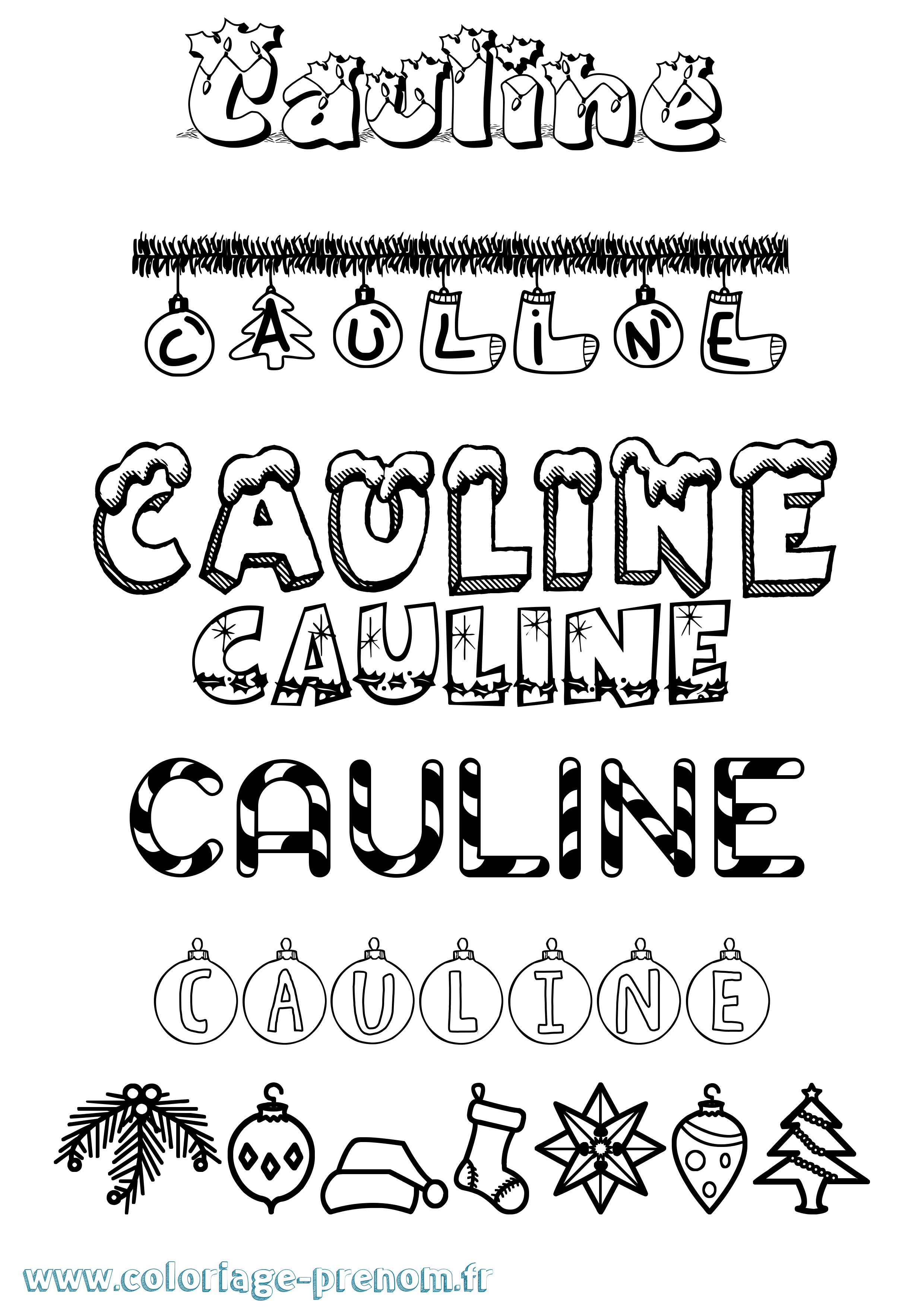 Coloriage Cauline Noël Coloriage prénom Cauline Noël