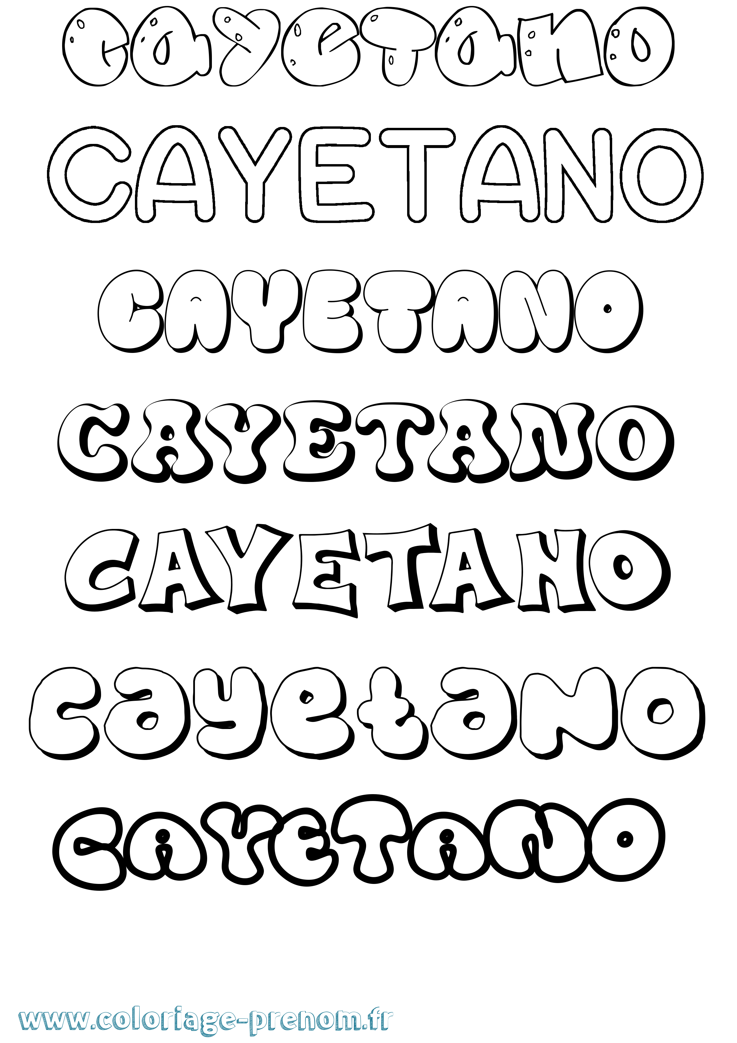 Coloriage Cayetano Bubble Coloriage prénom Cayetano Bubble