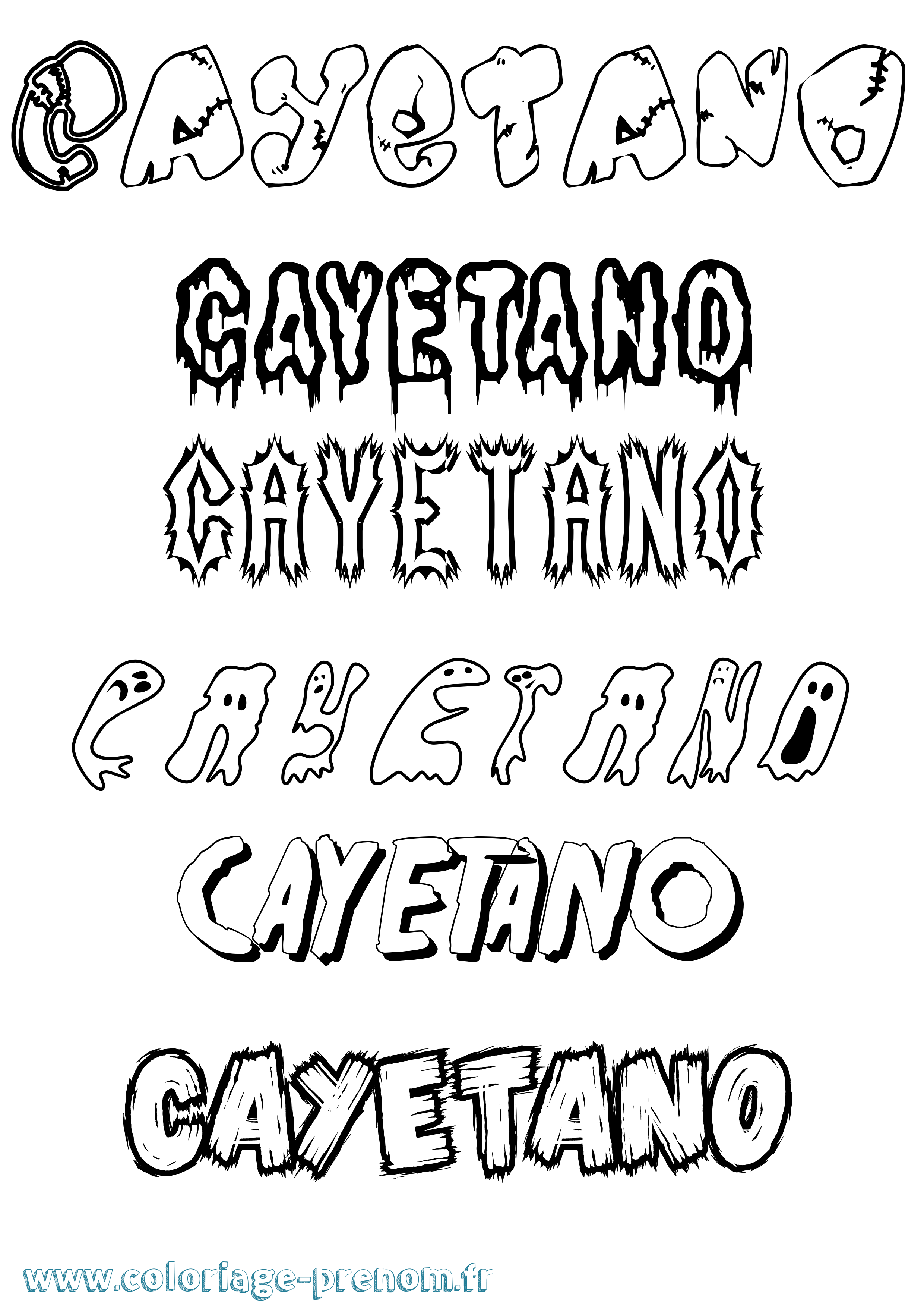 Coloriage Cayetano Frisson Coloriage prénom Cayetano Frisson