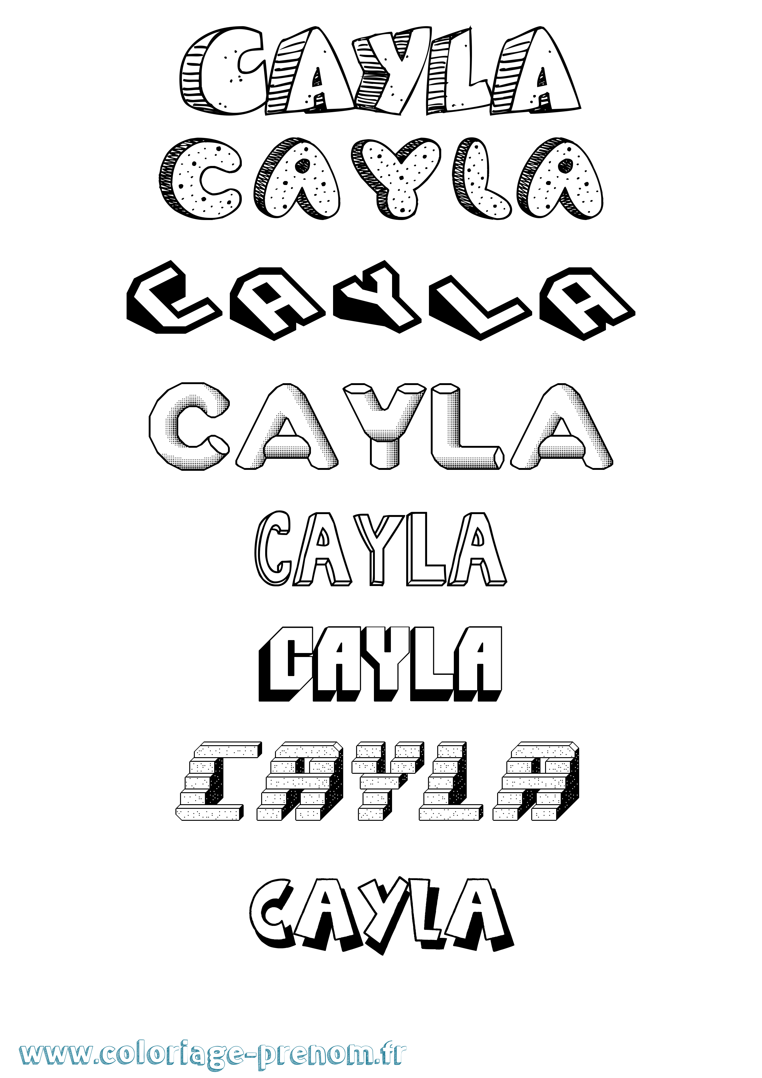 Coloriage Cayla Effet 3D Coloriage prénom Cayla Effet 3D