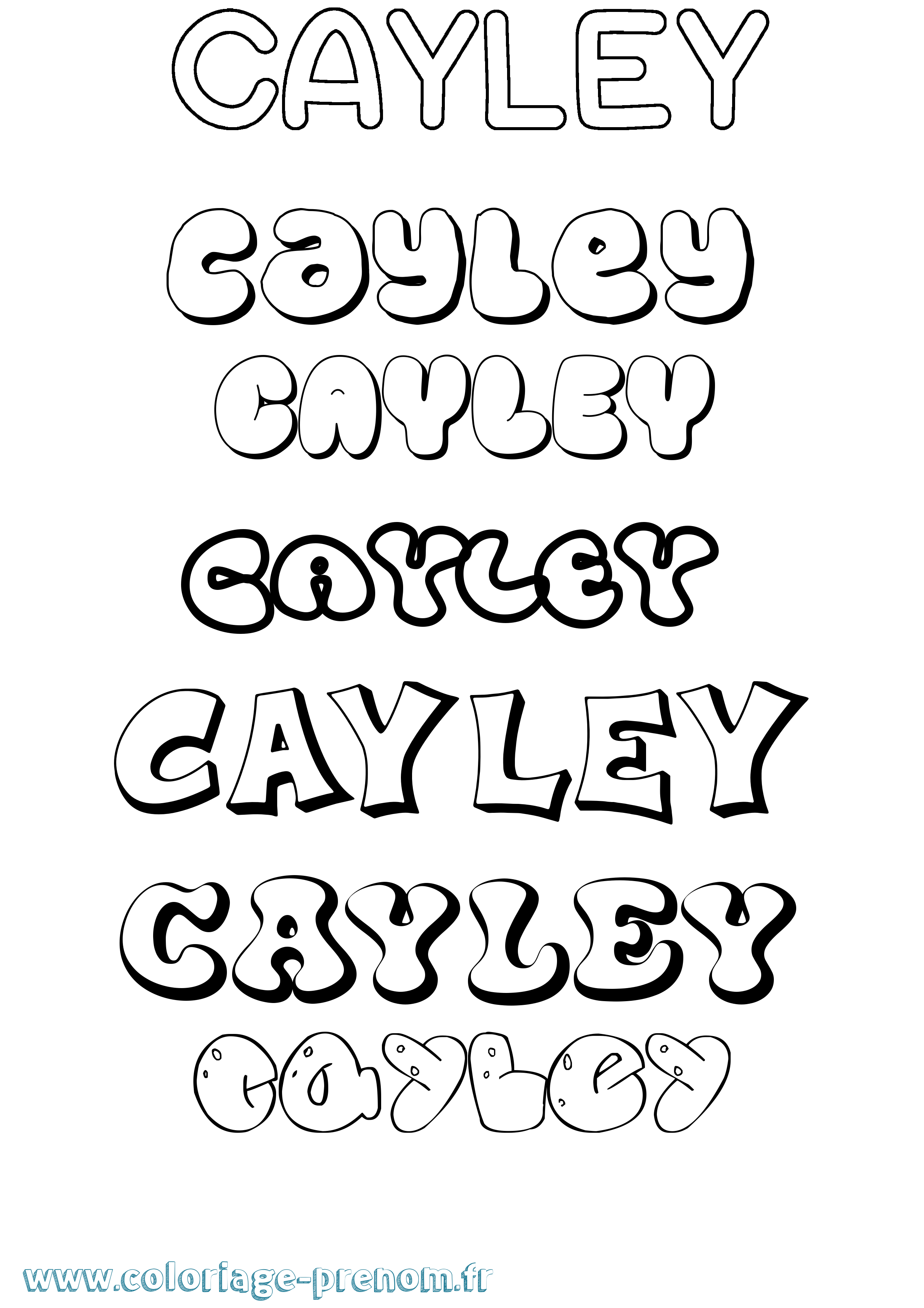 Coloriage Cayley Bubble Coloriage prénom Cayley Bubble