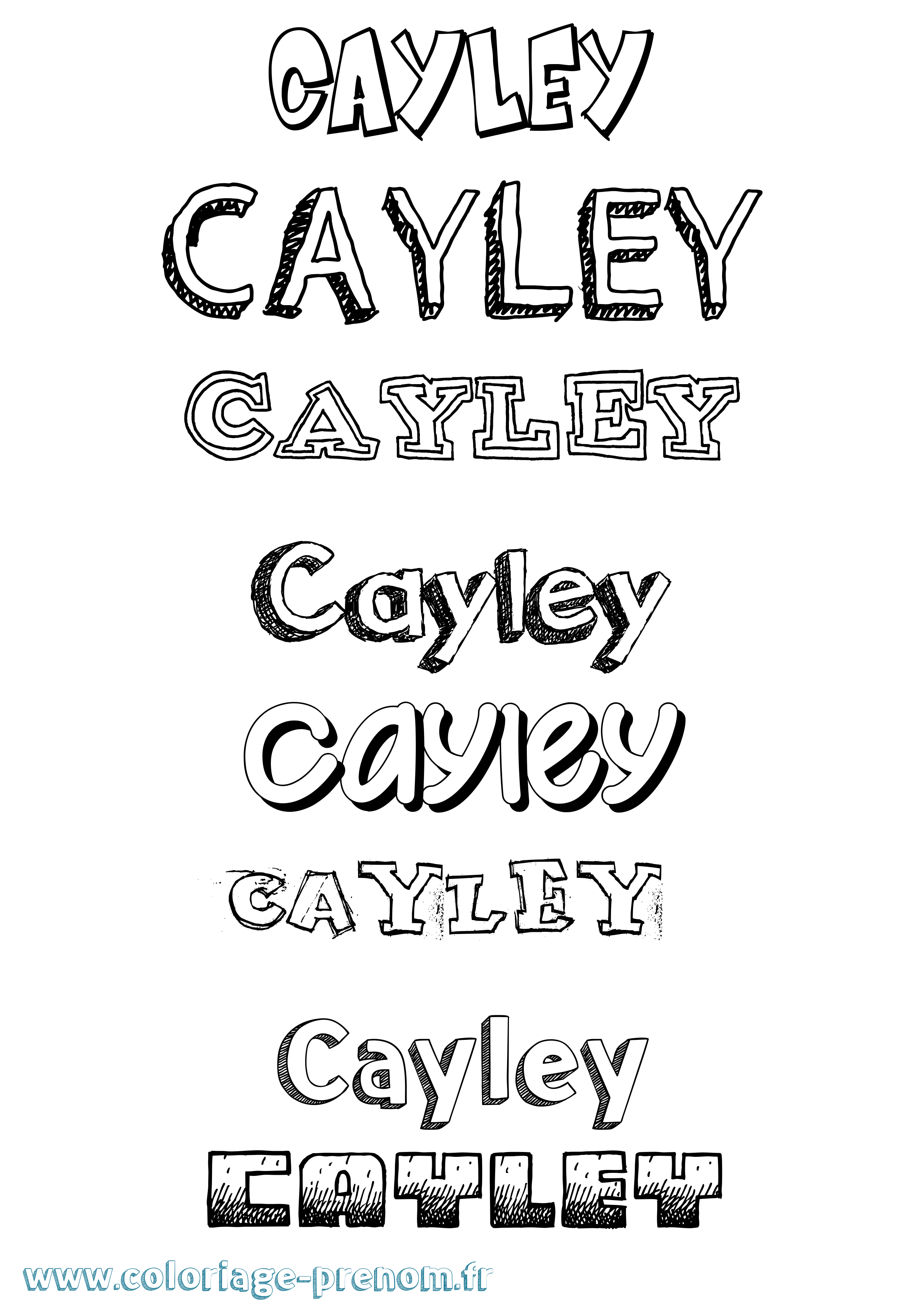 Coloriage Cayley Dessiné Coloriage prénom Cayley Dessiné