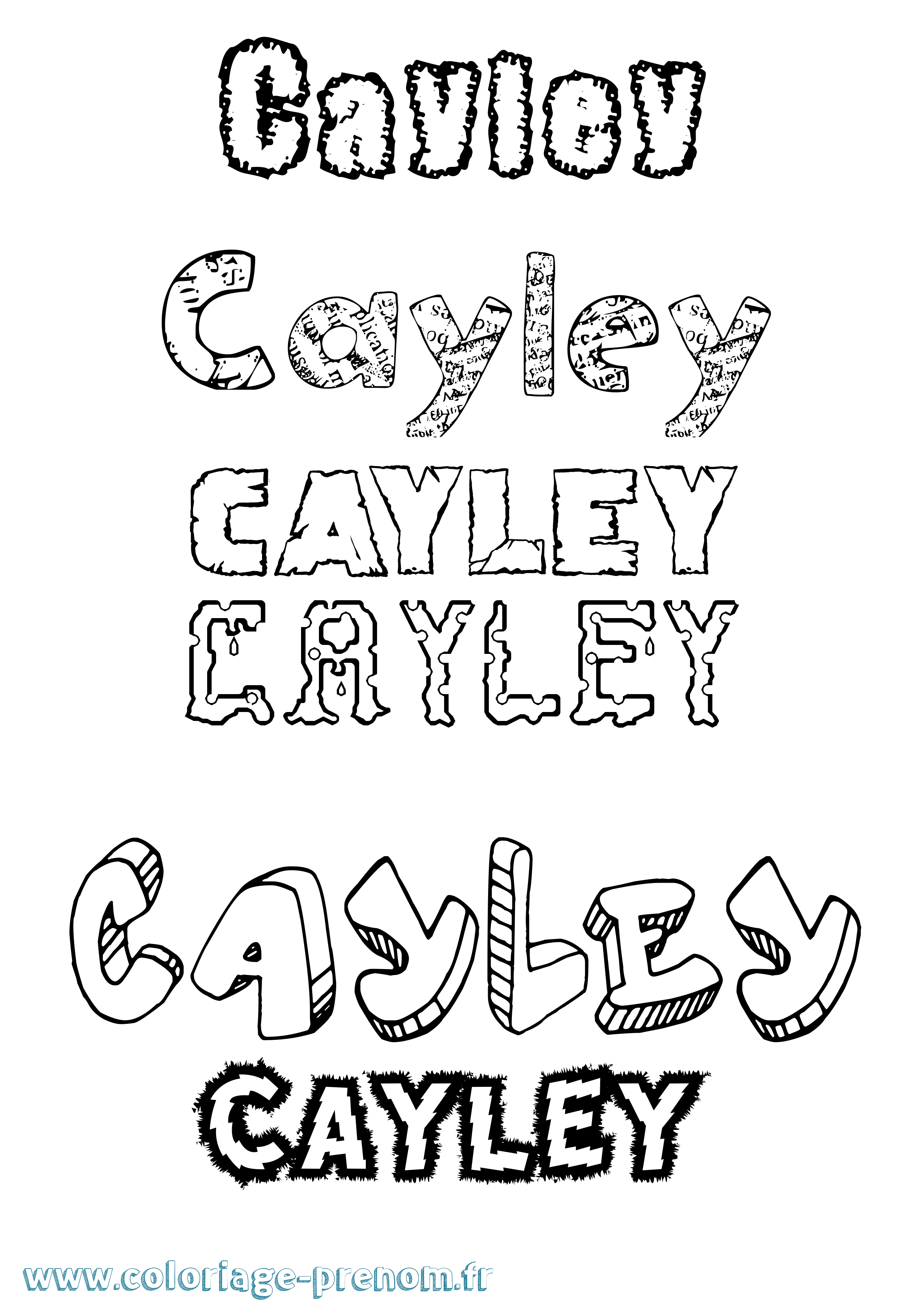 Coloriage Cayley Destructuré Coloriage prénom Cayley Destructuré