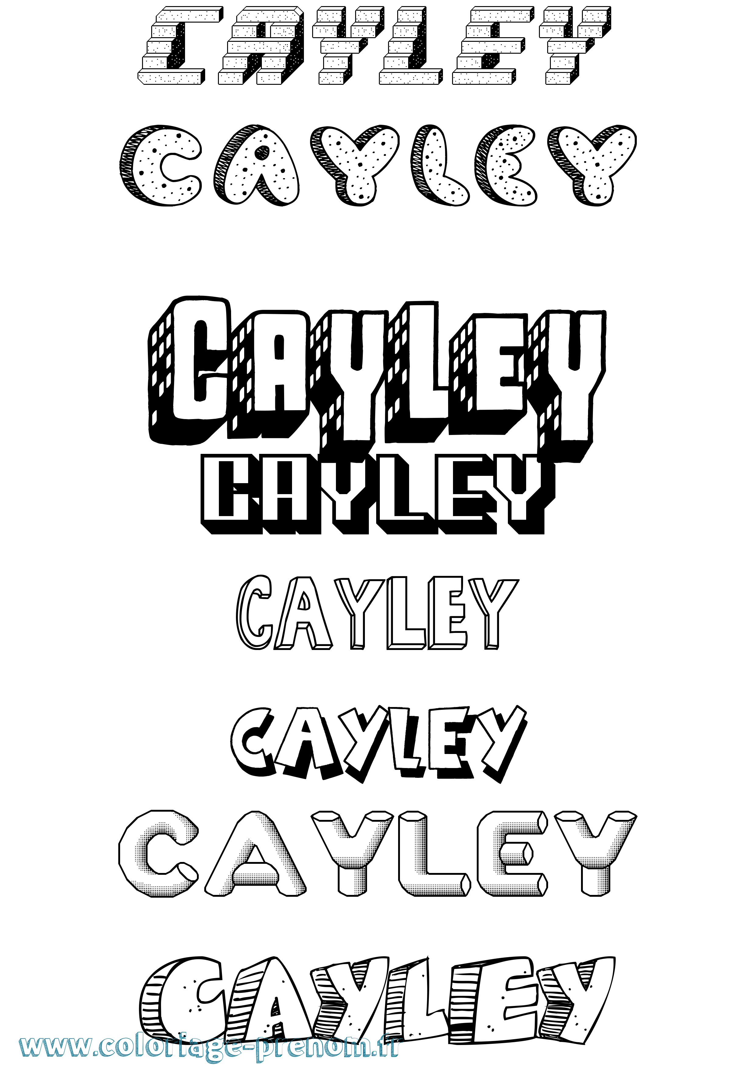 Coloriage Cayley Effet 3D Coloriage prénom Cayley Effet 3D