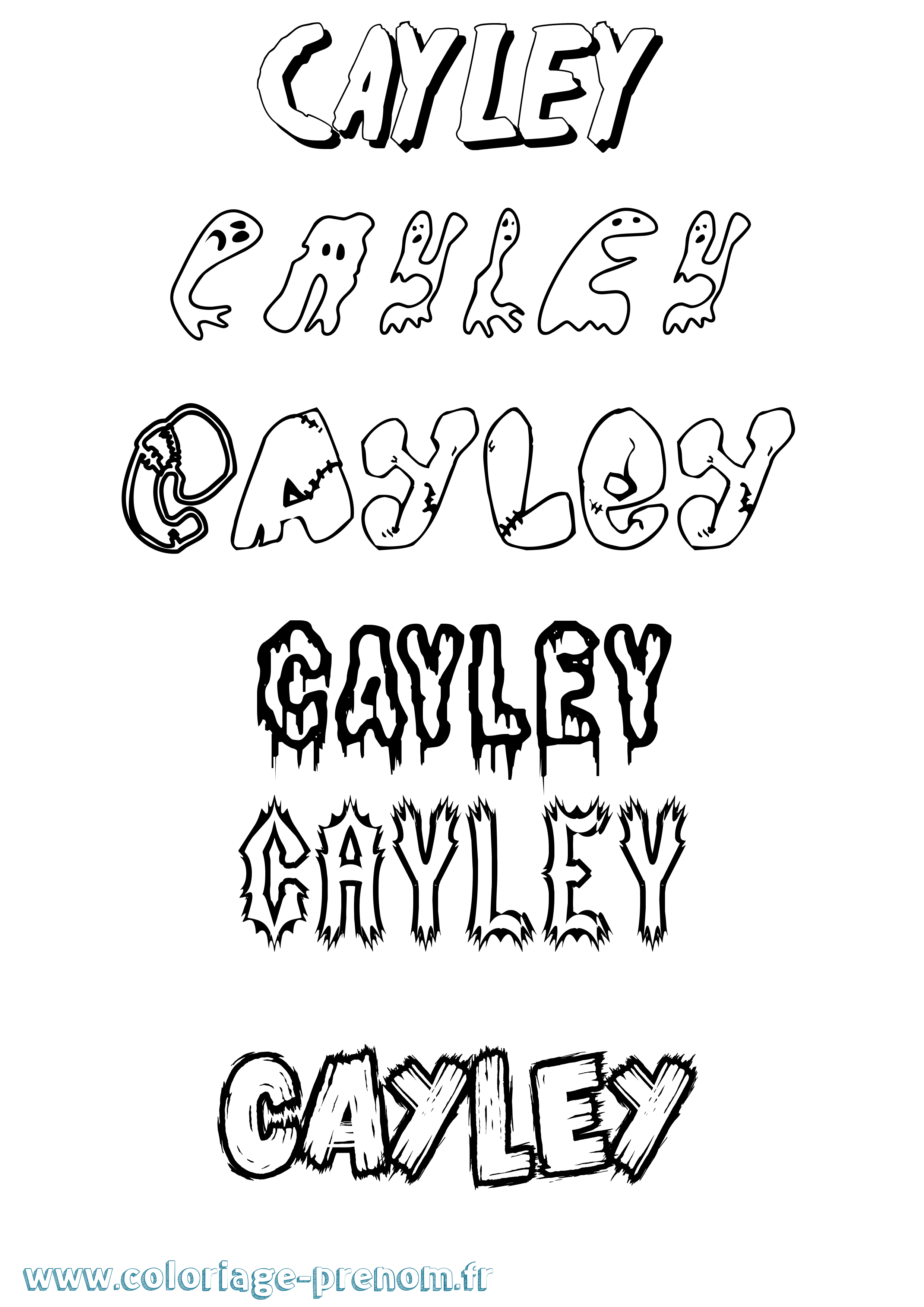 Coloriage Cayley Frisson Coloriage prénom Cayley Frisson