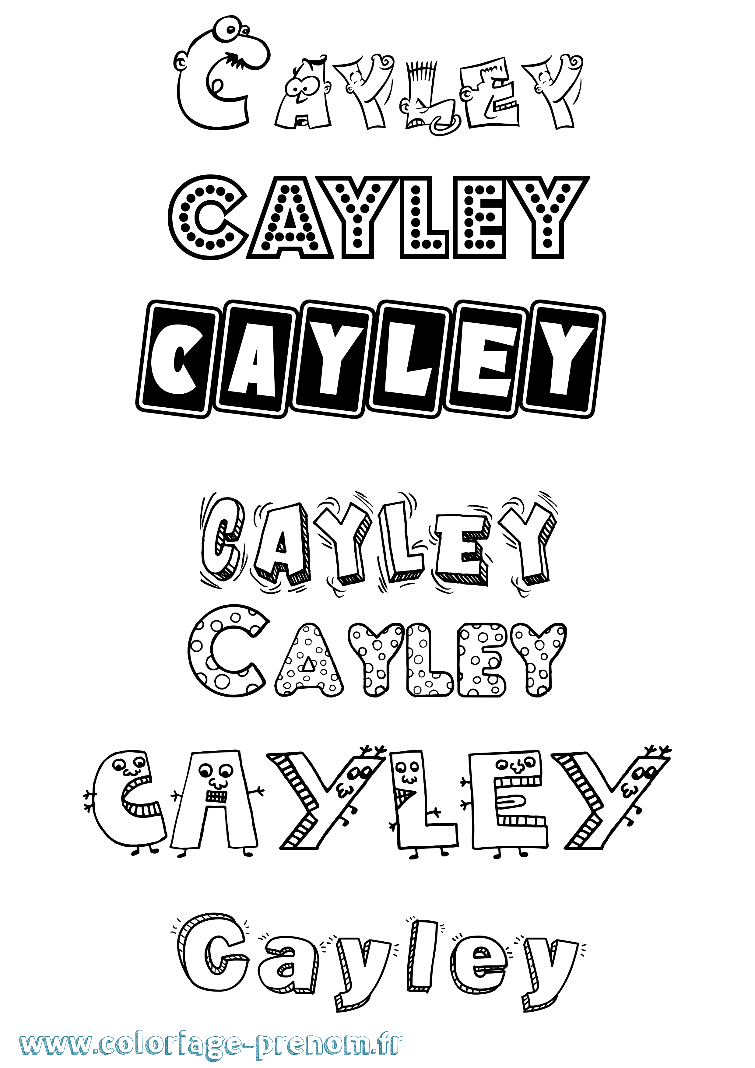 Coloriage Cayley Fun Coloriage prénom Cayley Fun