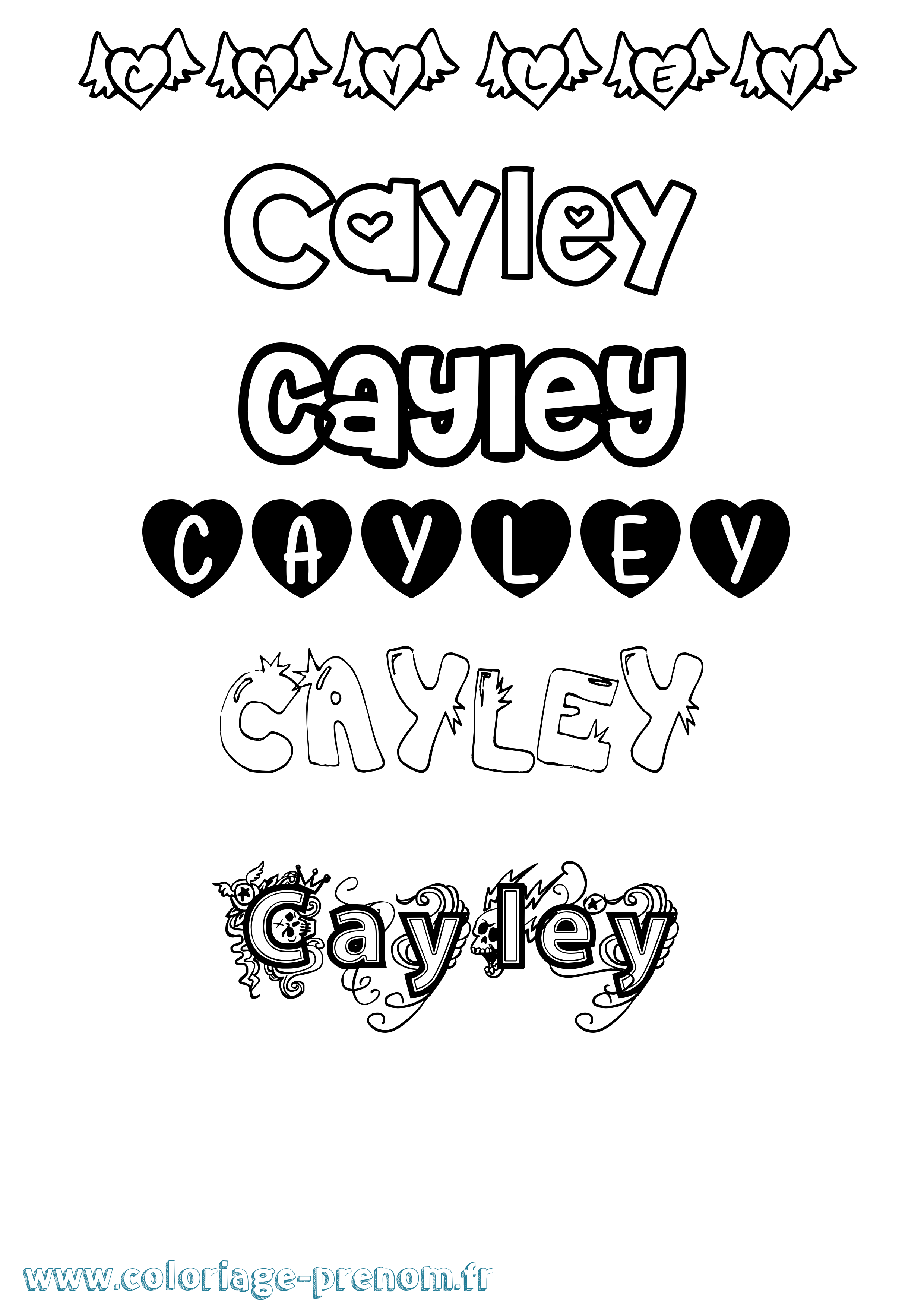 Coloriage Cayley Girly Coloriage prénom Cayley Girly