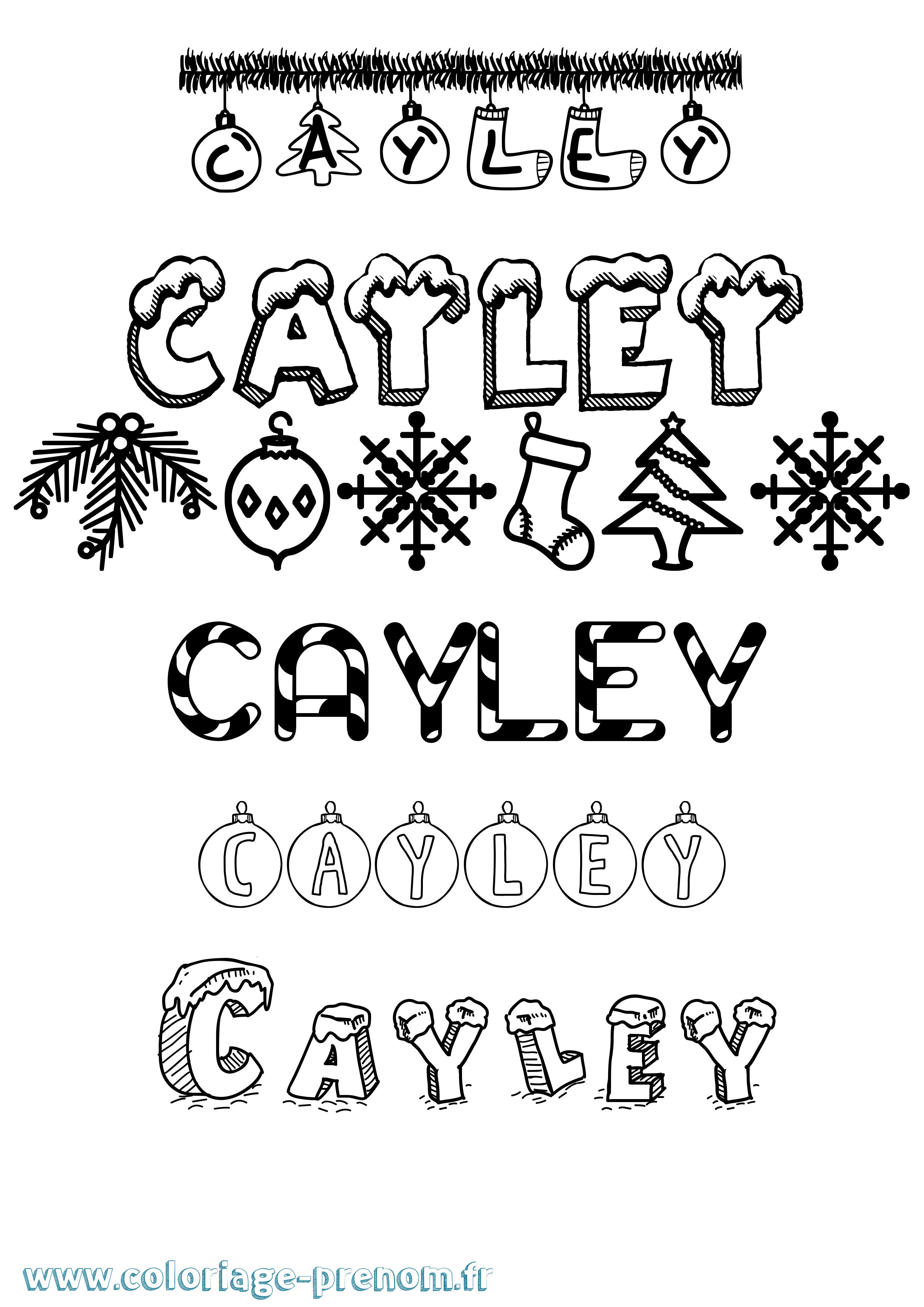 Coloriage Cayley Noël Coloriage prénom Cayley Noël