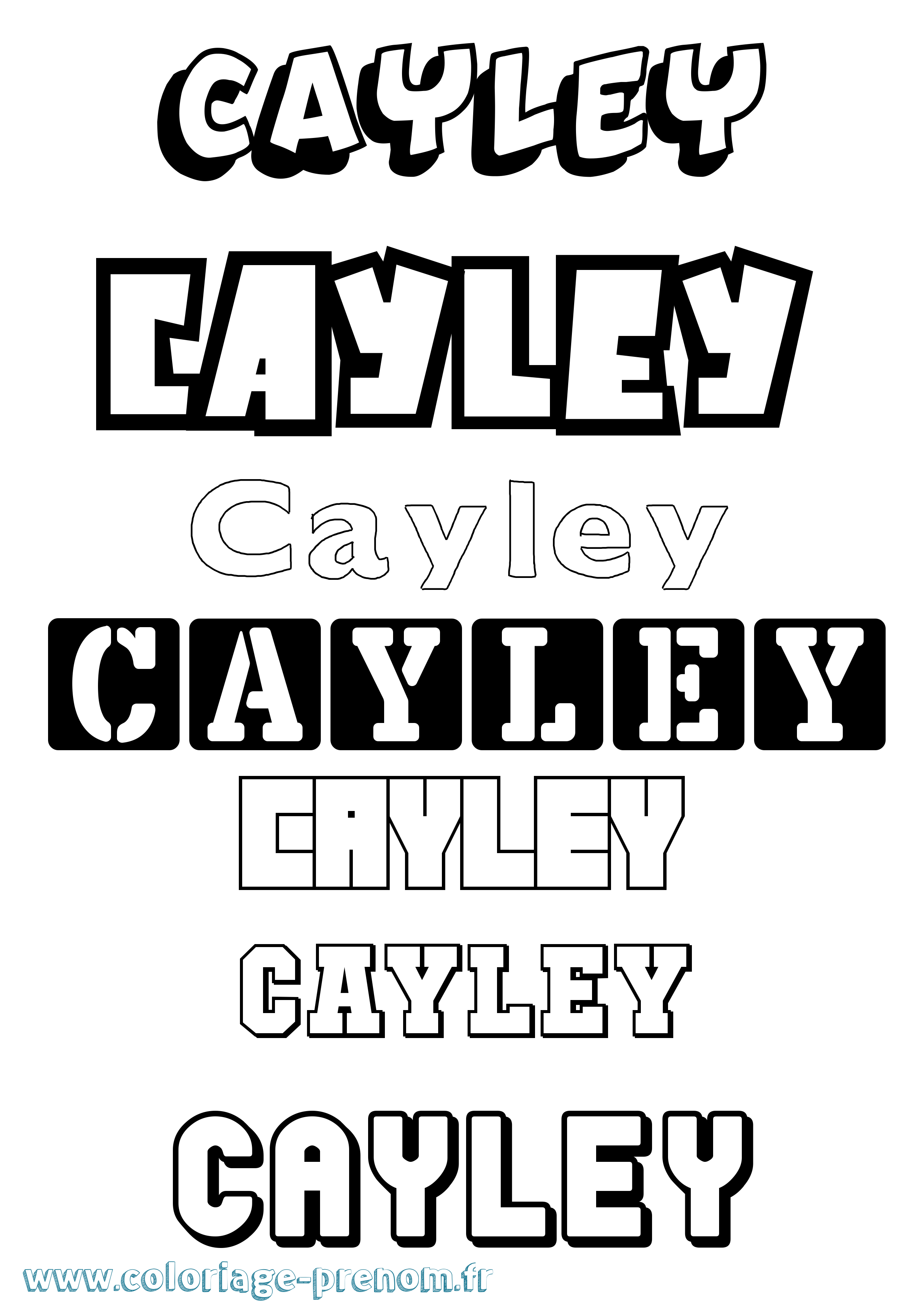 Coloriage Cayley Simple Coloriage prénom Cayley Simple