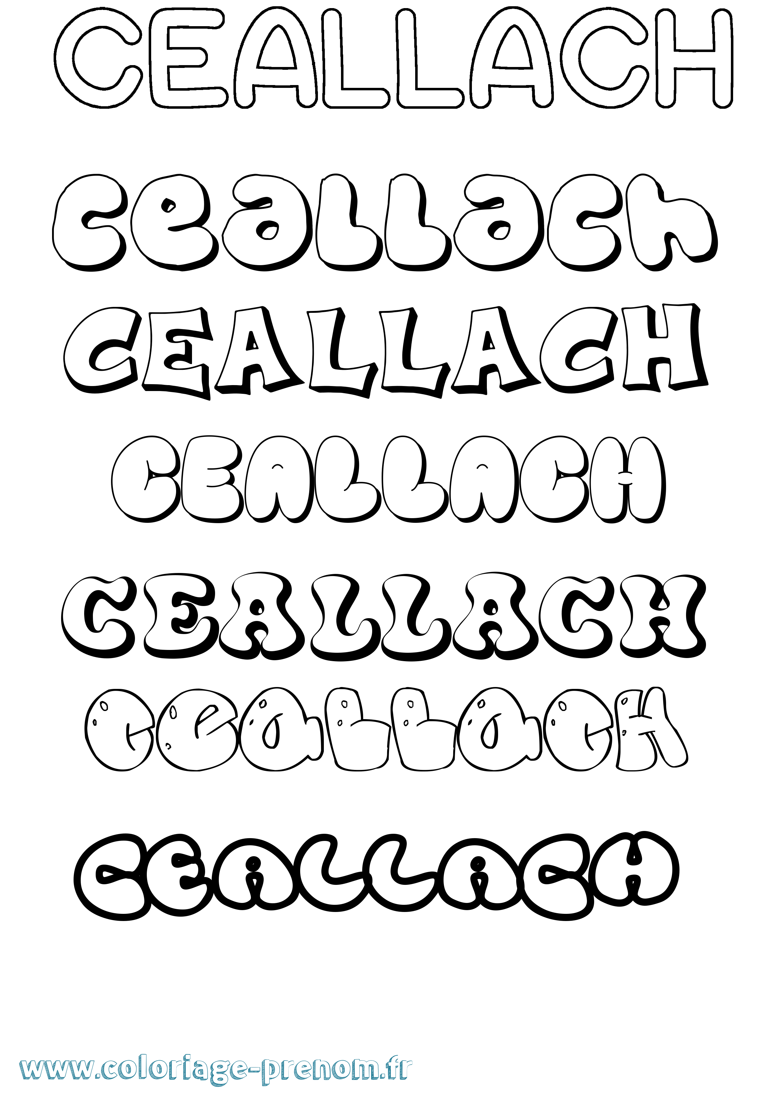 Coloriage Ceallach Bubble Coloriage prénom Ceallach Bubble