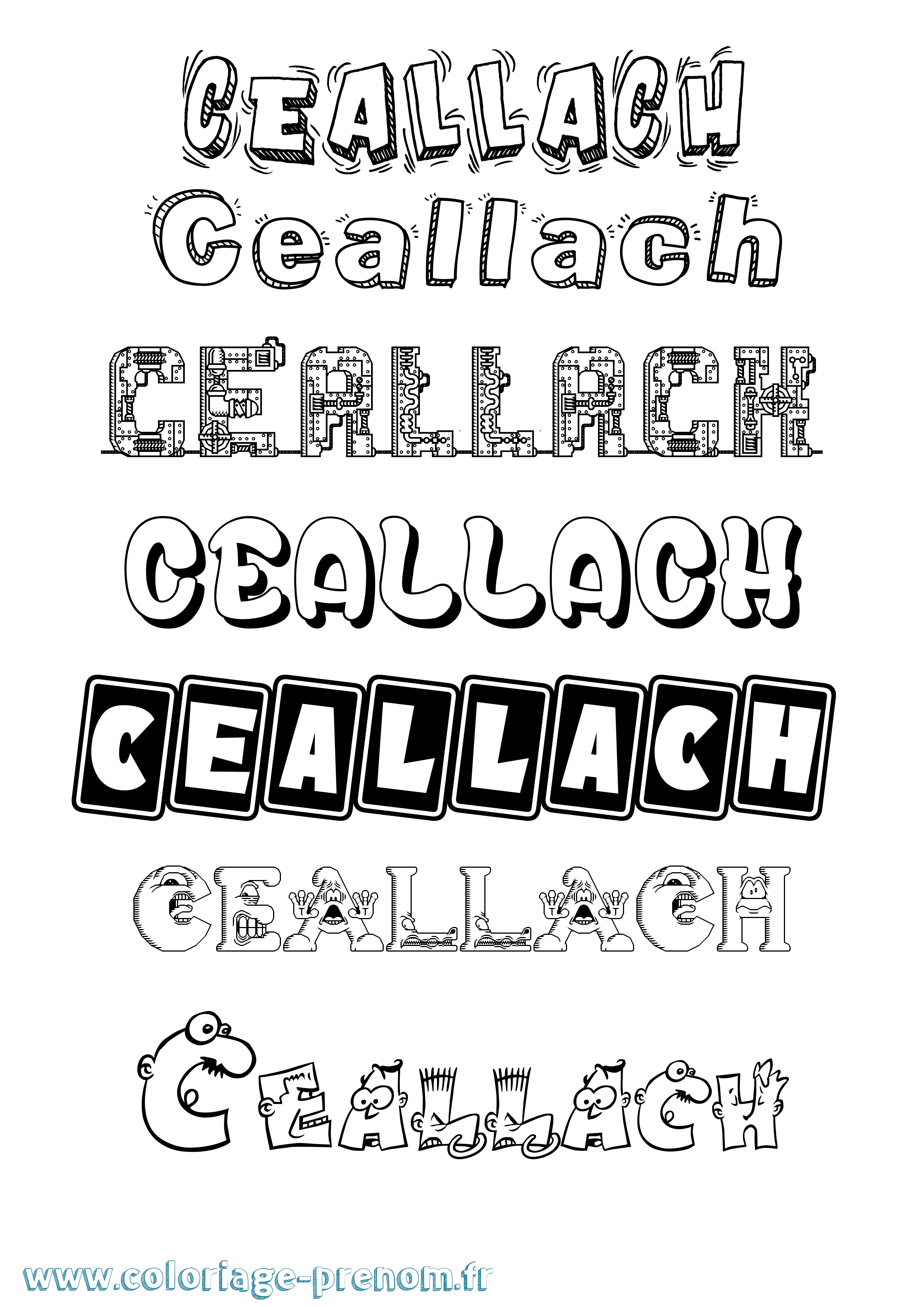 Coloriage Ceallach Fun Coloriage prénom Ceallach Fun