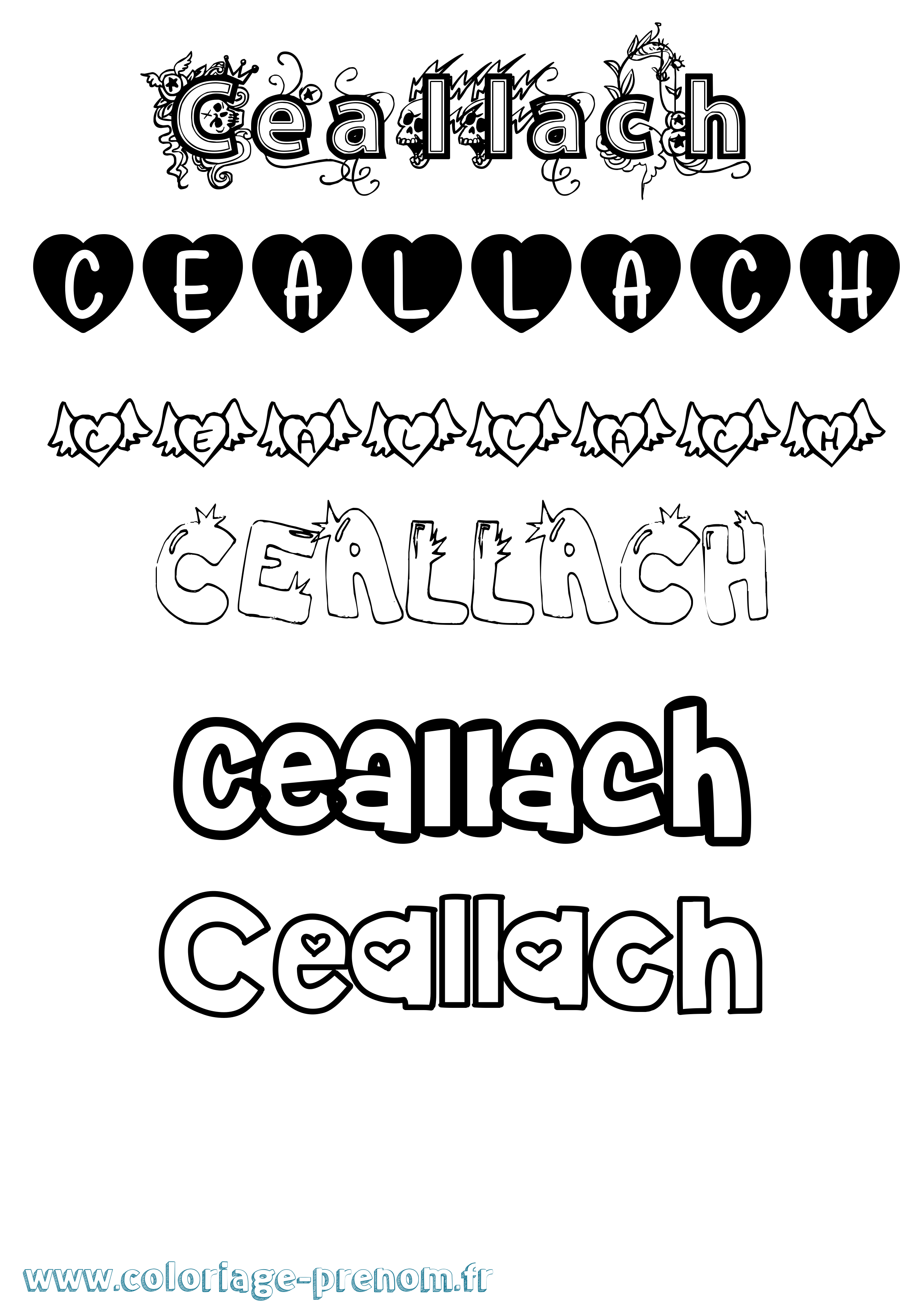 Coloriage Ceallach Girly Coloriage prénom Ceallach Girly