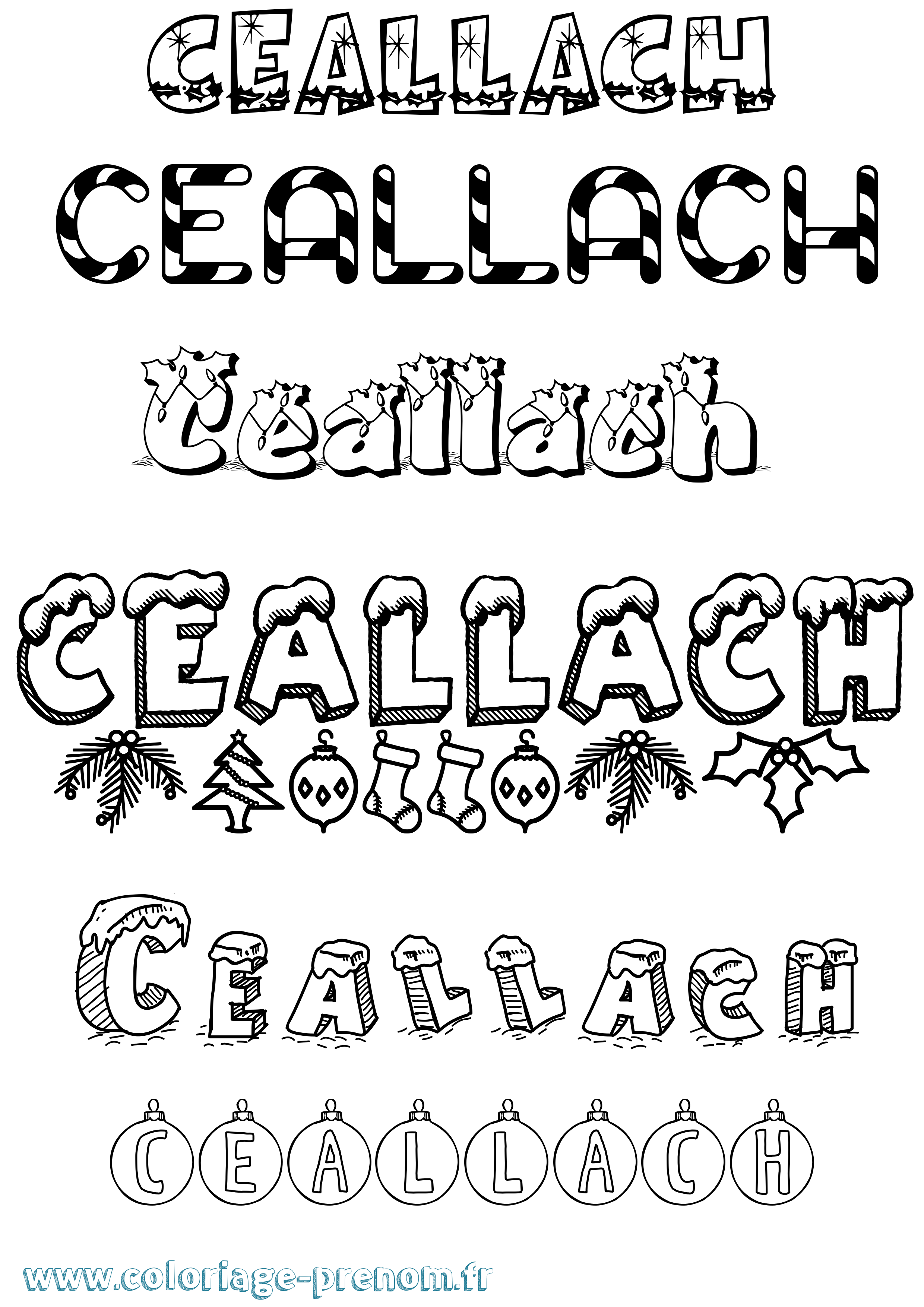 Coloriage Ceallach Noël Coloriage prénom Ceallach Noël