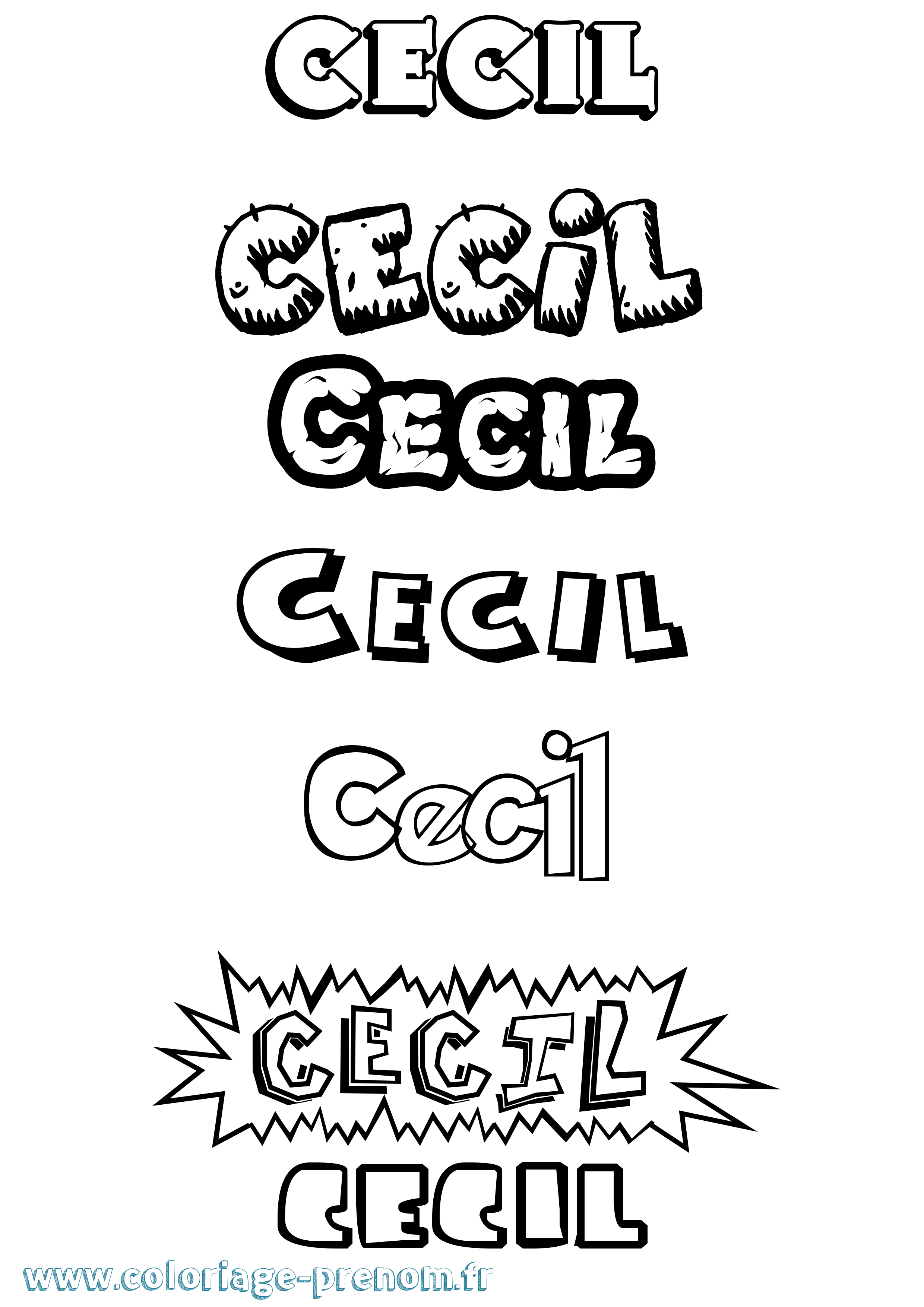 Coloriage Cecil Dessin Animé Coloriage prénom Cecil Dessin Animé