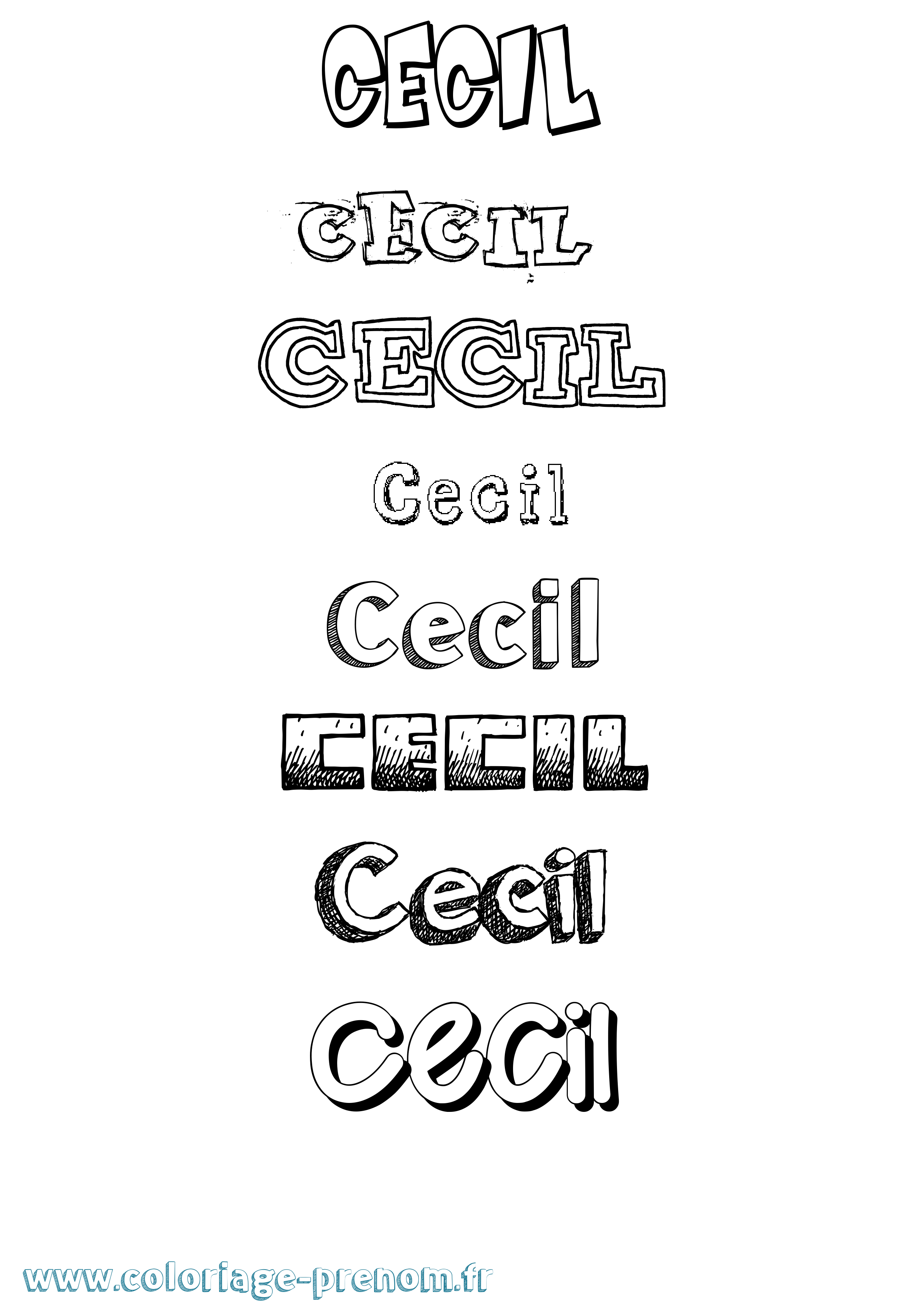 Coloriage Cecil Dessiné Coloriage prénom Cecil Dessiné