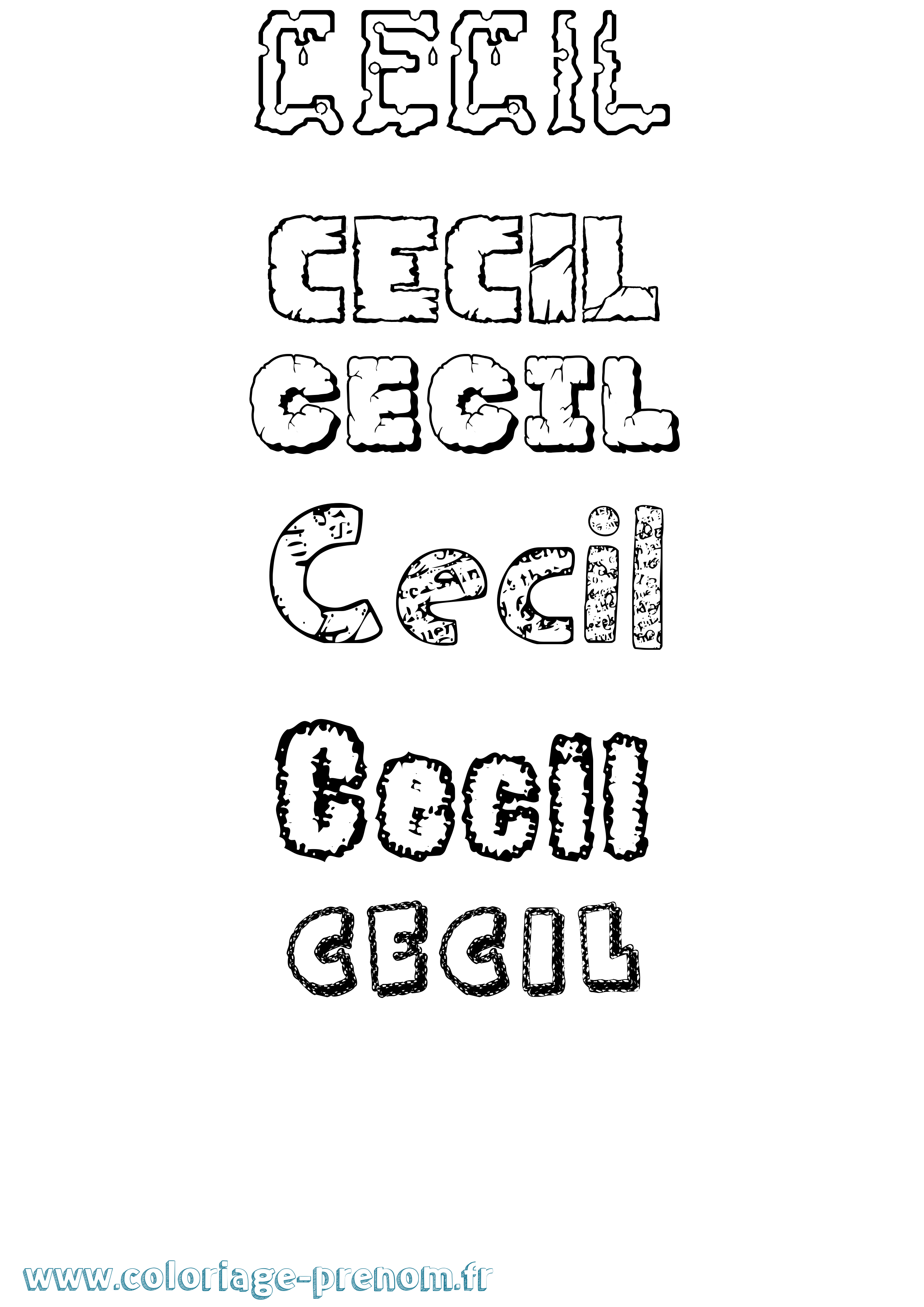 Coloriage Cecil Destructuré Coloriage prénom Cecil Destructuré
