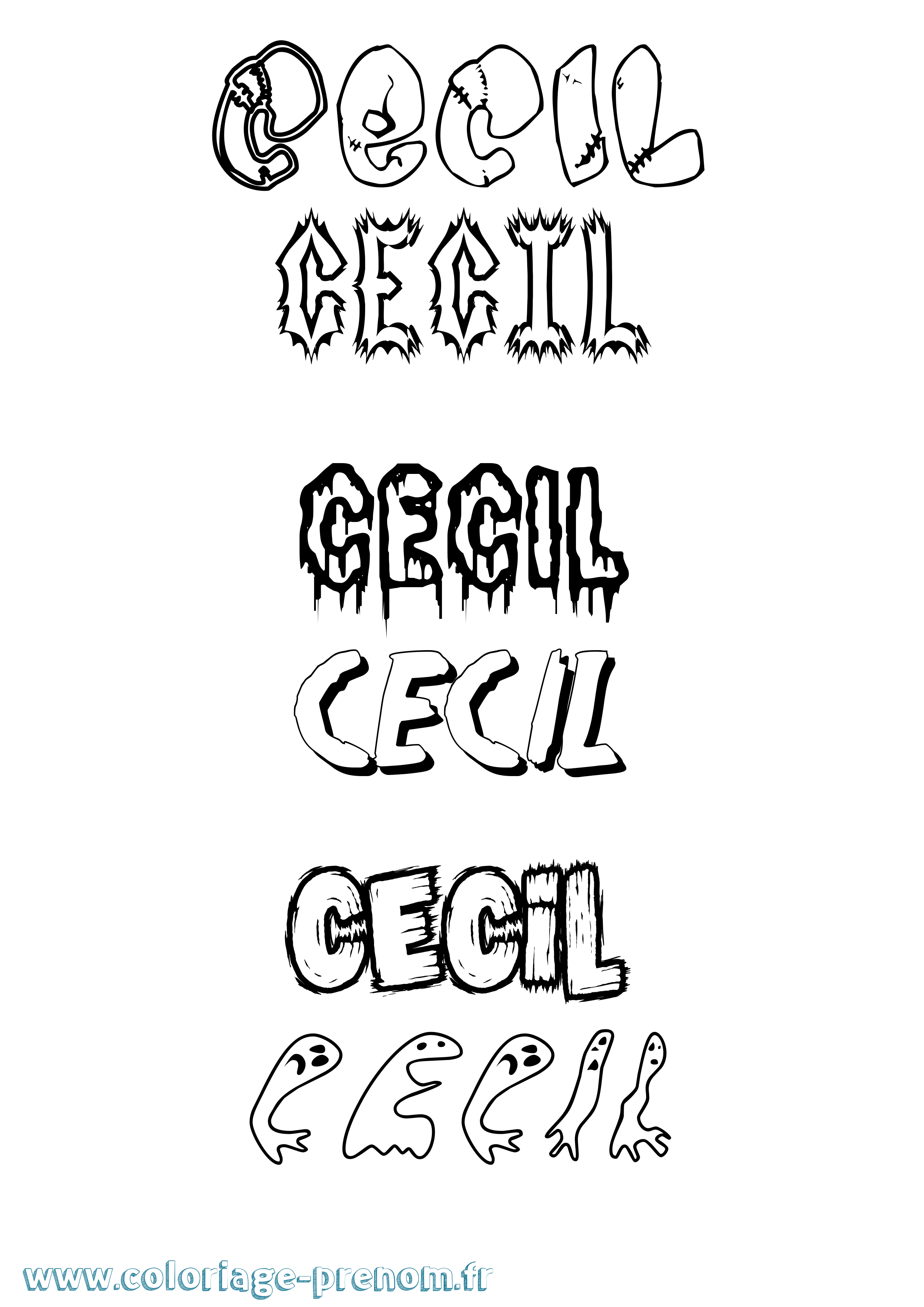 Coloriage Cecil Frisson Coloriage prénom Cecil Frisson