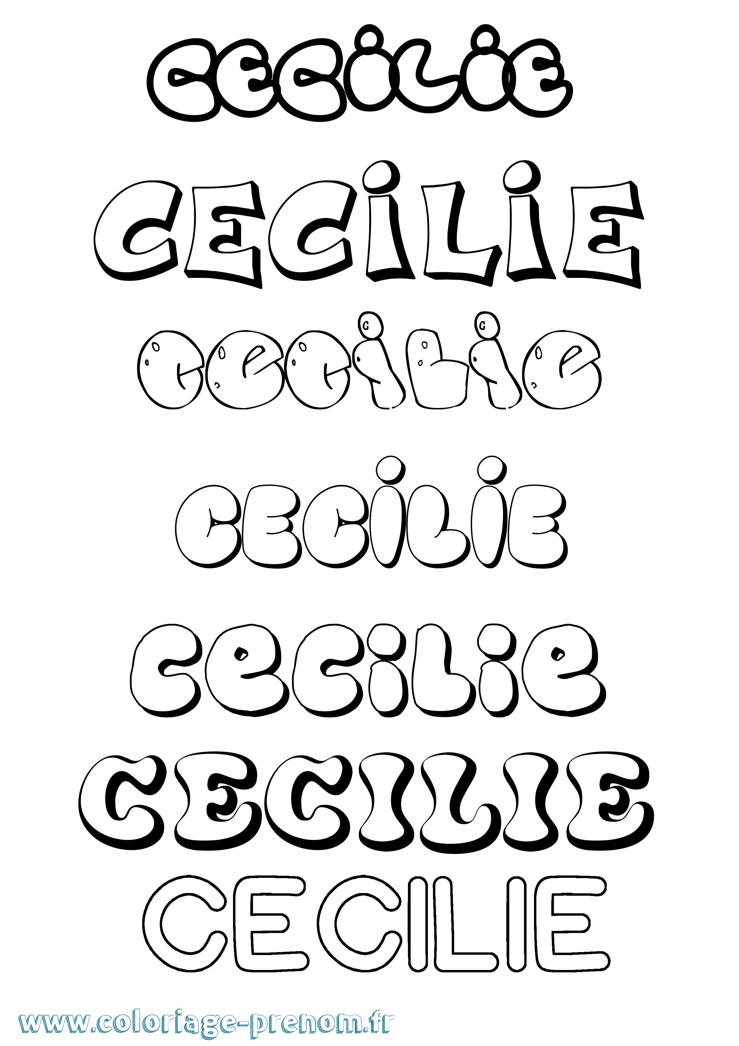 Coloriage Cecilie Bubble Coloriage prénom Cecilie Bubble