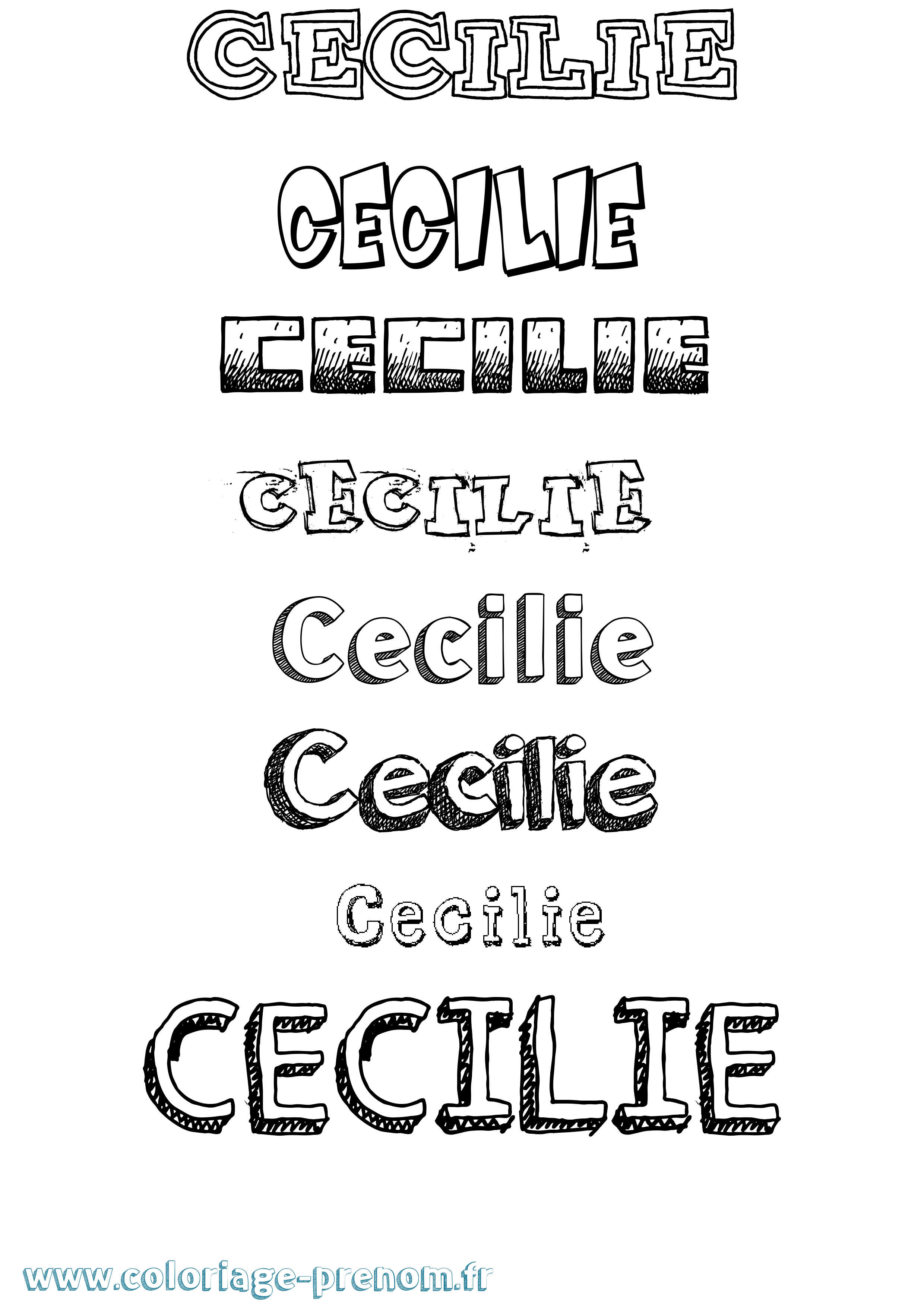 Coloriage Cecilie Dessiné Coloriage prénom Cecilie Dessiné