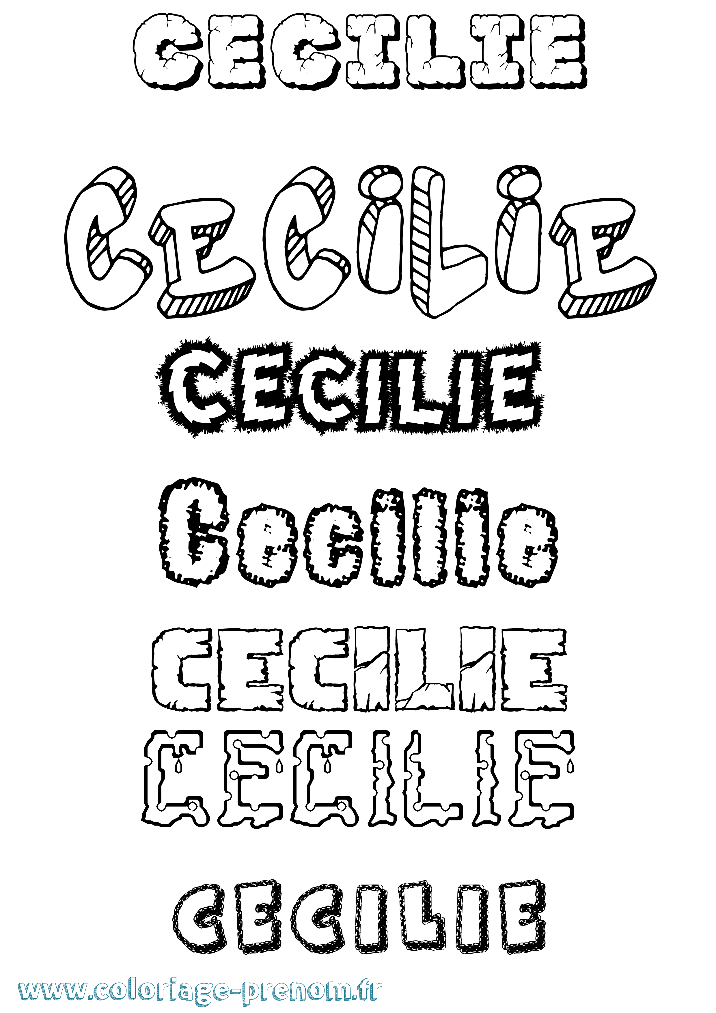 Coloriage Cecilie Destructuré Coloriage prénom Cecilie Destructuré