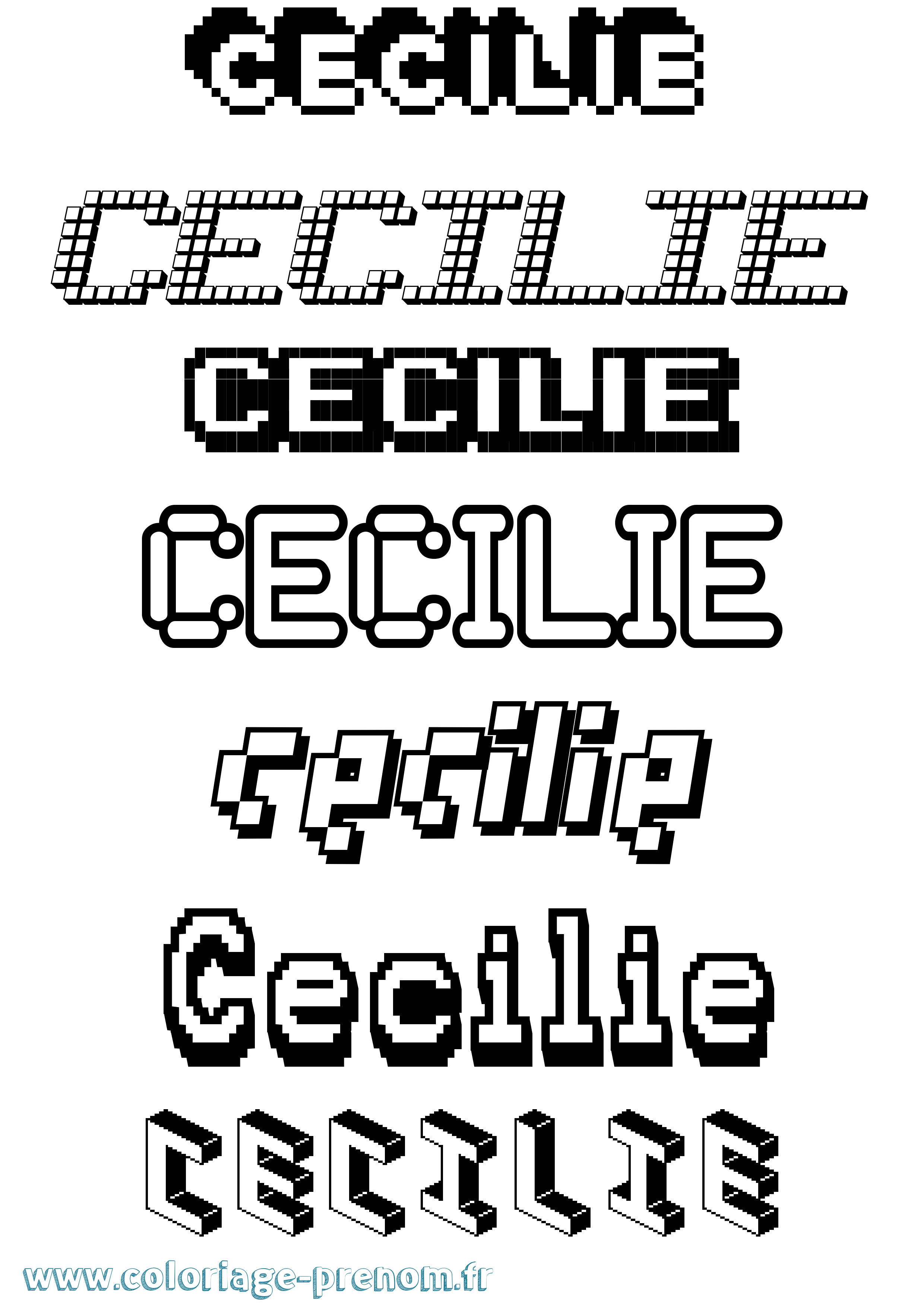 Coloriage Cecilie Pixel Coloriage prénom Cecilie Pixel