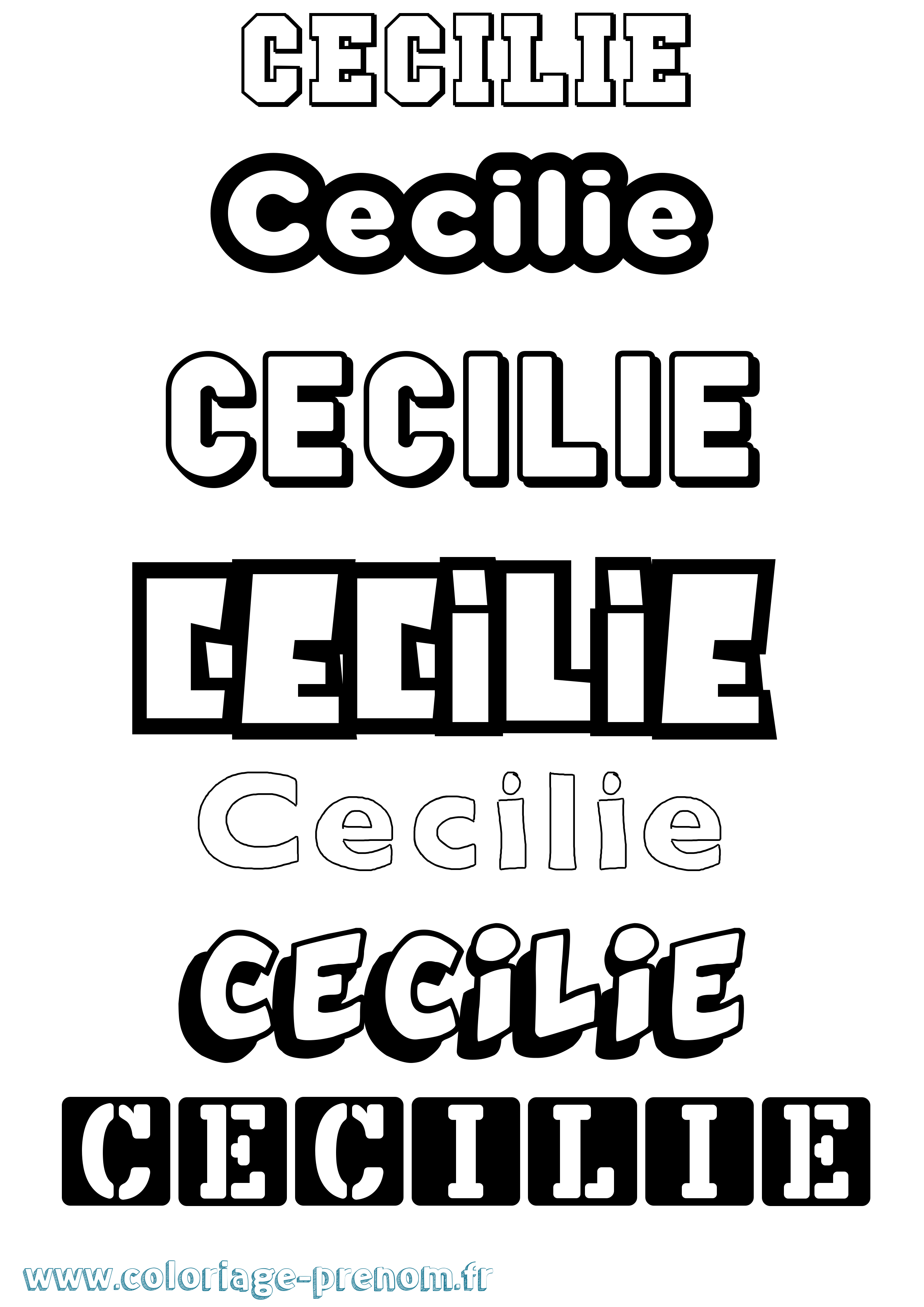 Coloriage Cecilie Simple Coloriage prénom Cecilie Simple