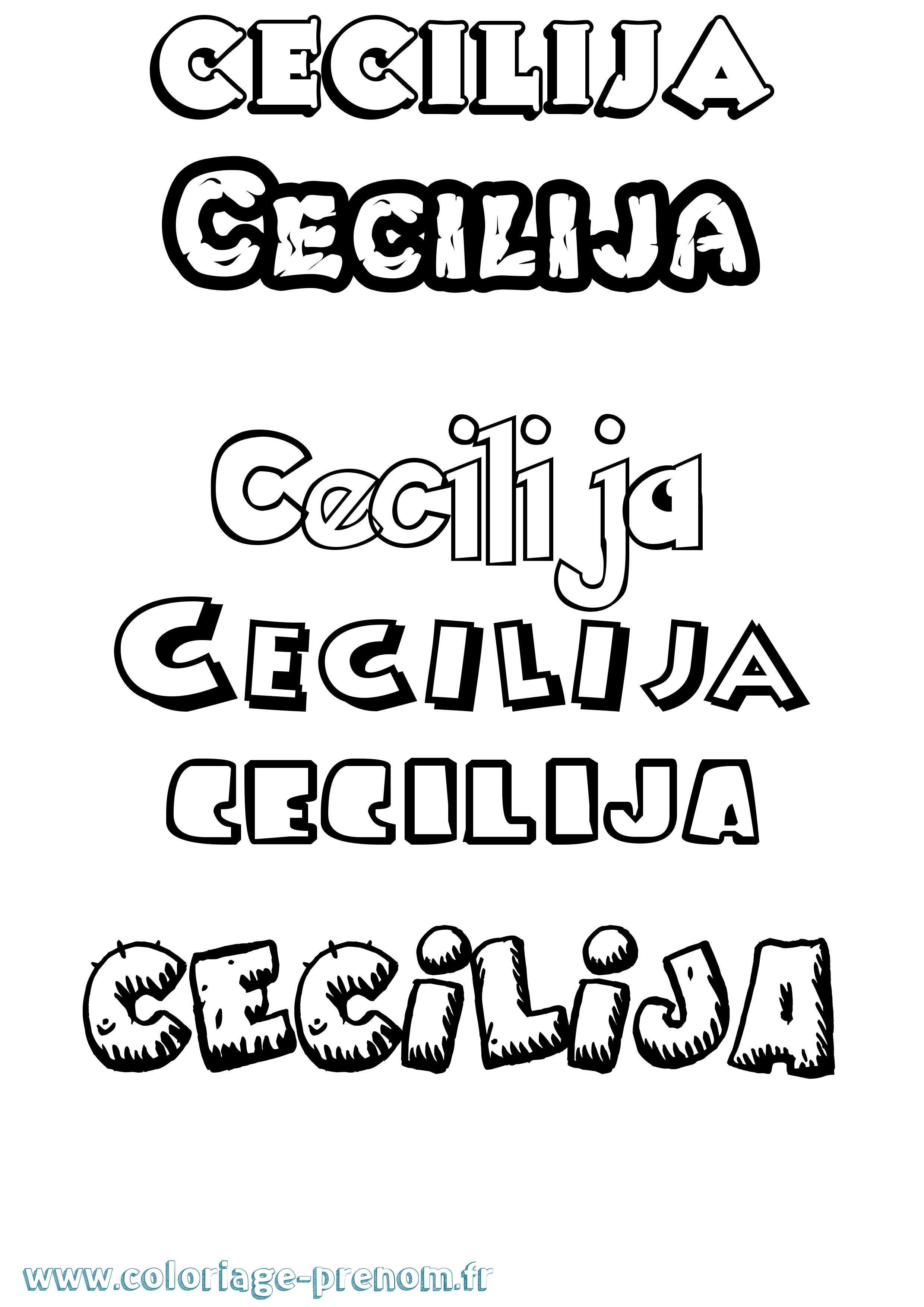 Coloriage Cecilija Dessin Animé Coloriage prénom Cecilija Dessin Animé