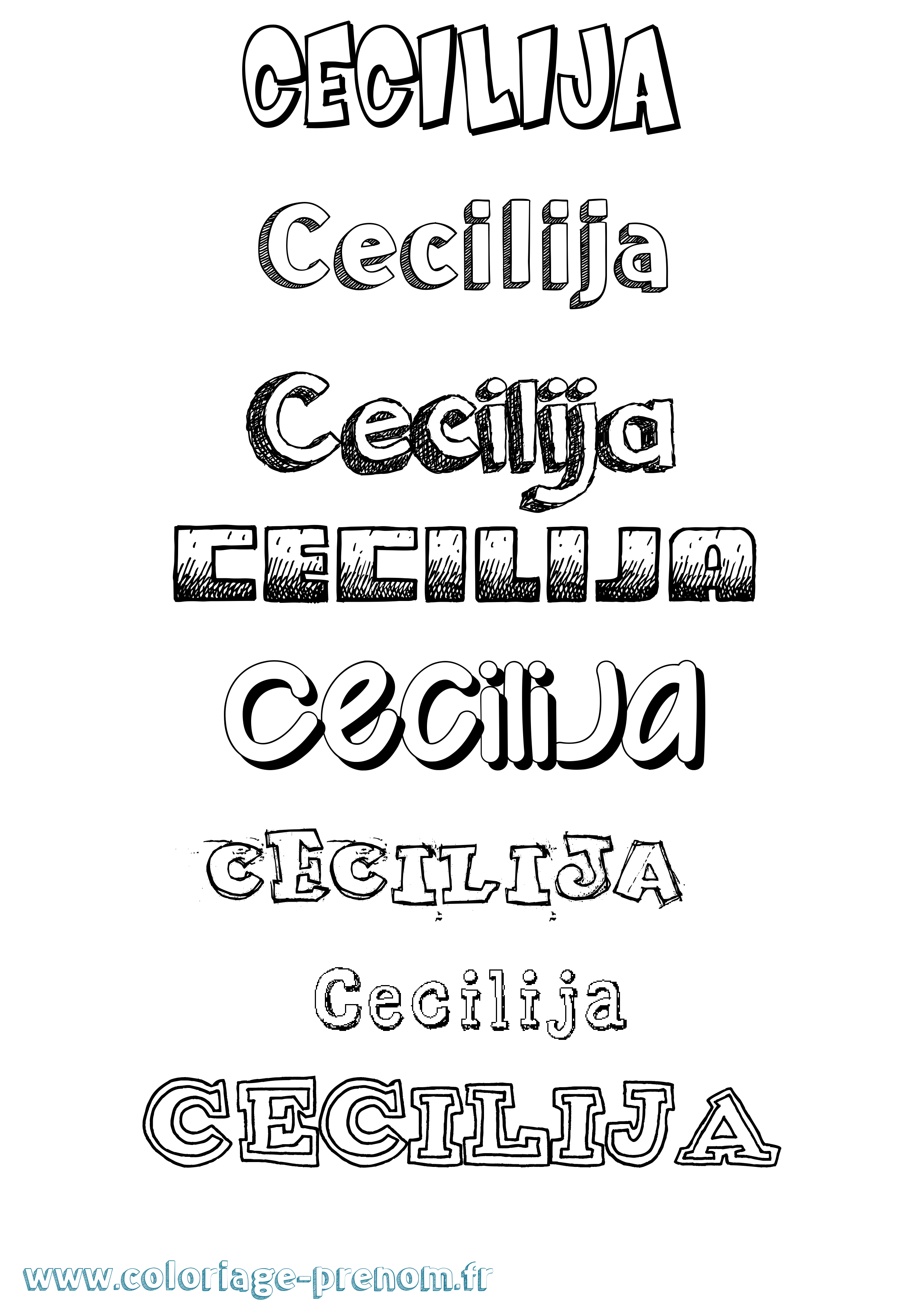 Coloriage Cecilija Dessiné Coloriage prénom Cecilija Dessiné