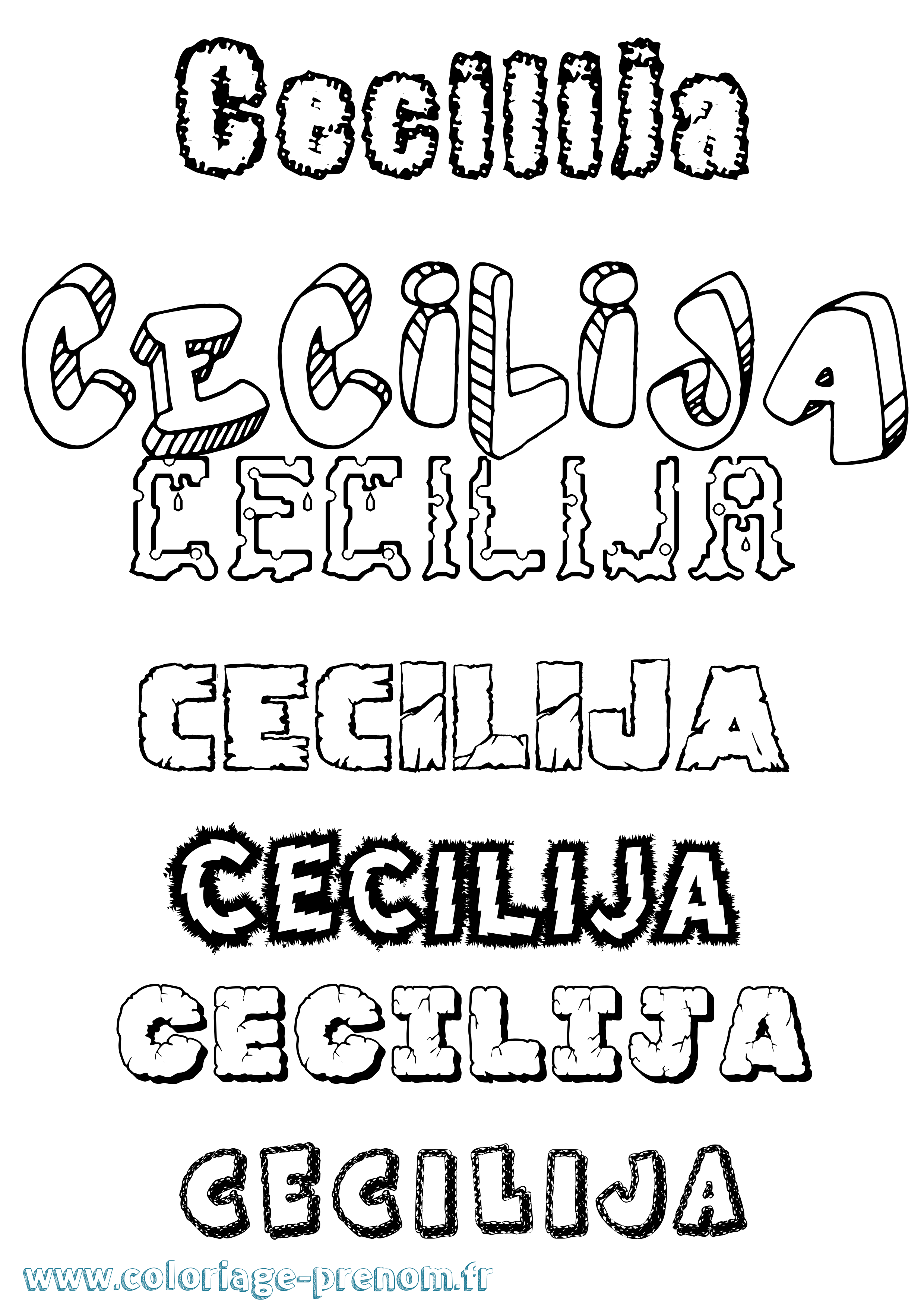 Coloriage Cecilija Destructuré Coloriage prénom Cecilija Destructuré