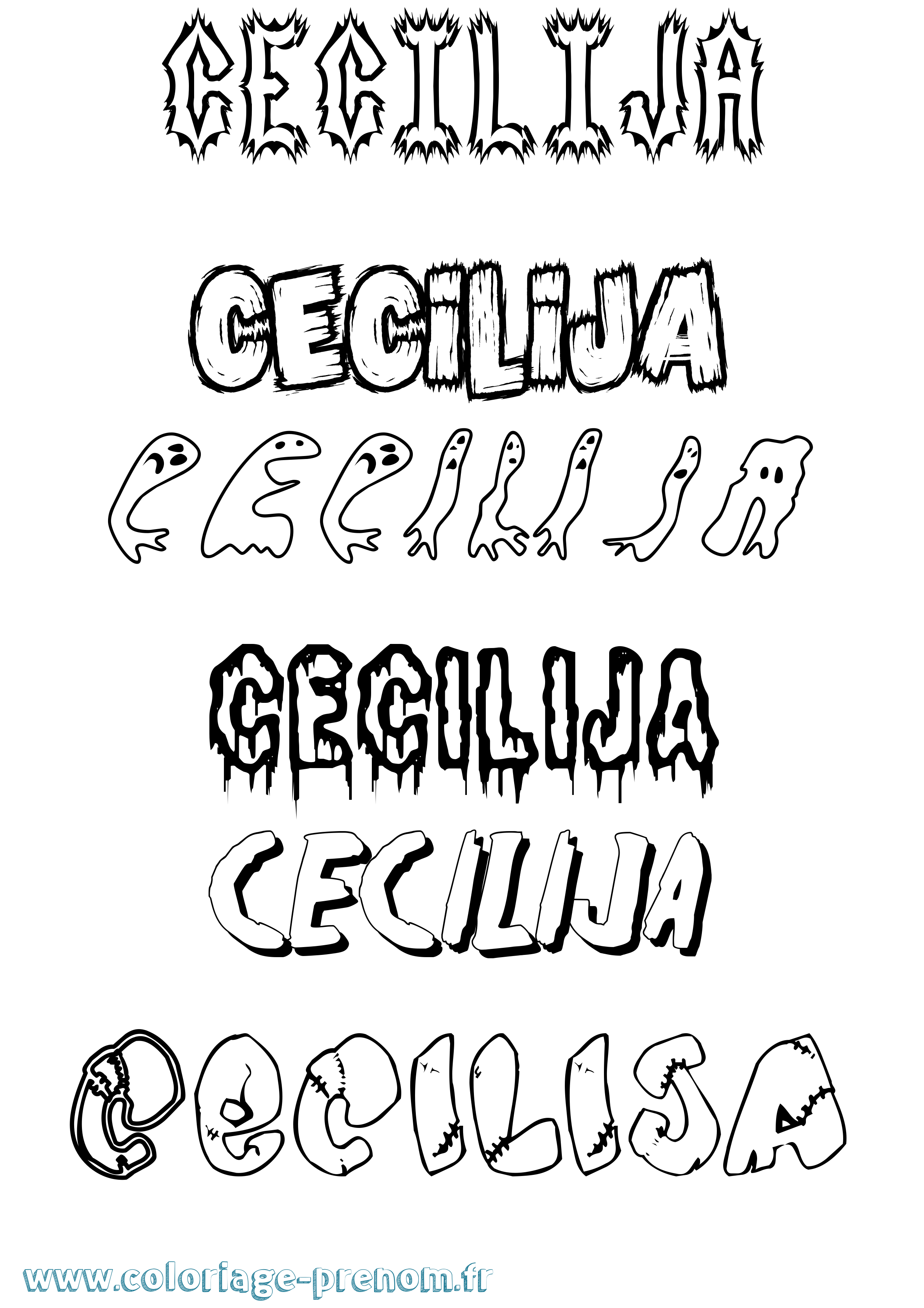 Coloriage Cecilija Frisson Coloriage prénom Cecilija Frisson
