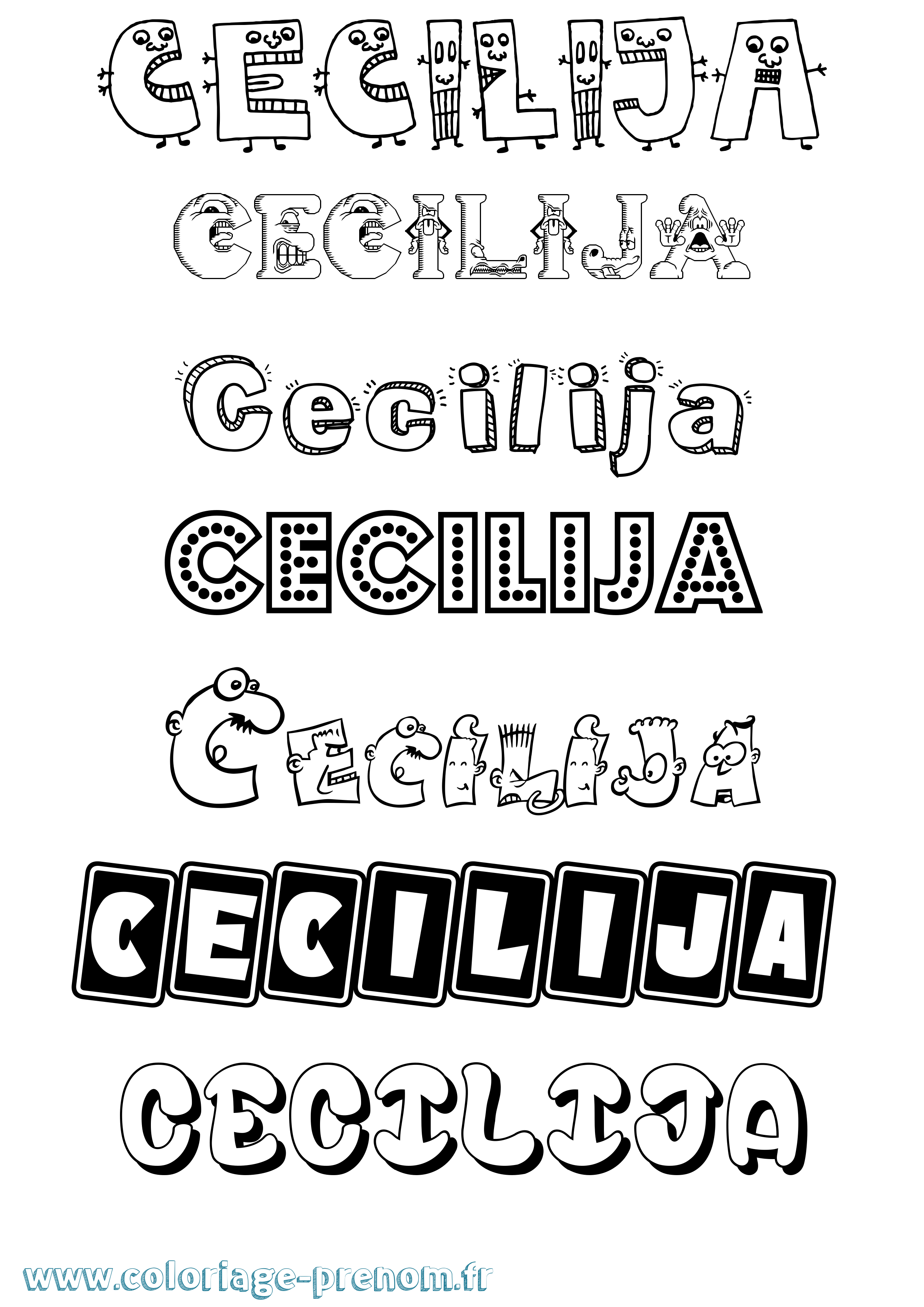 Coloriage Cecilija Fun Coloriage prénom Cecilija Fun