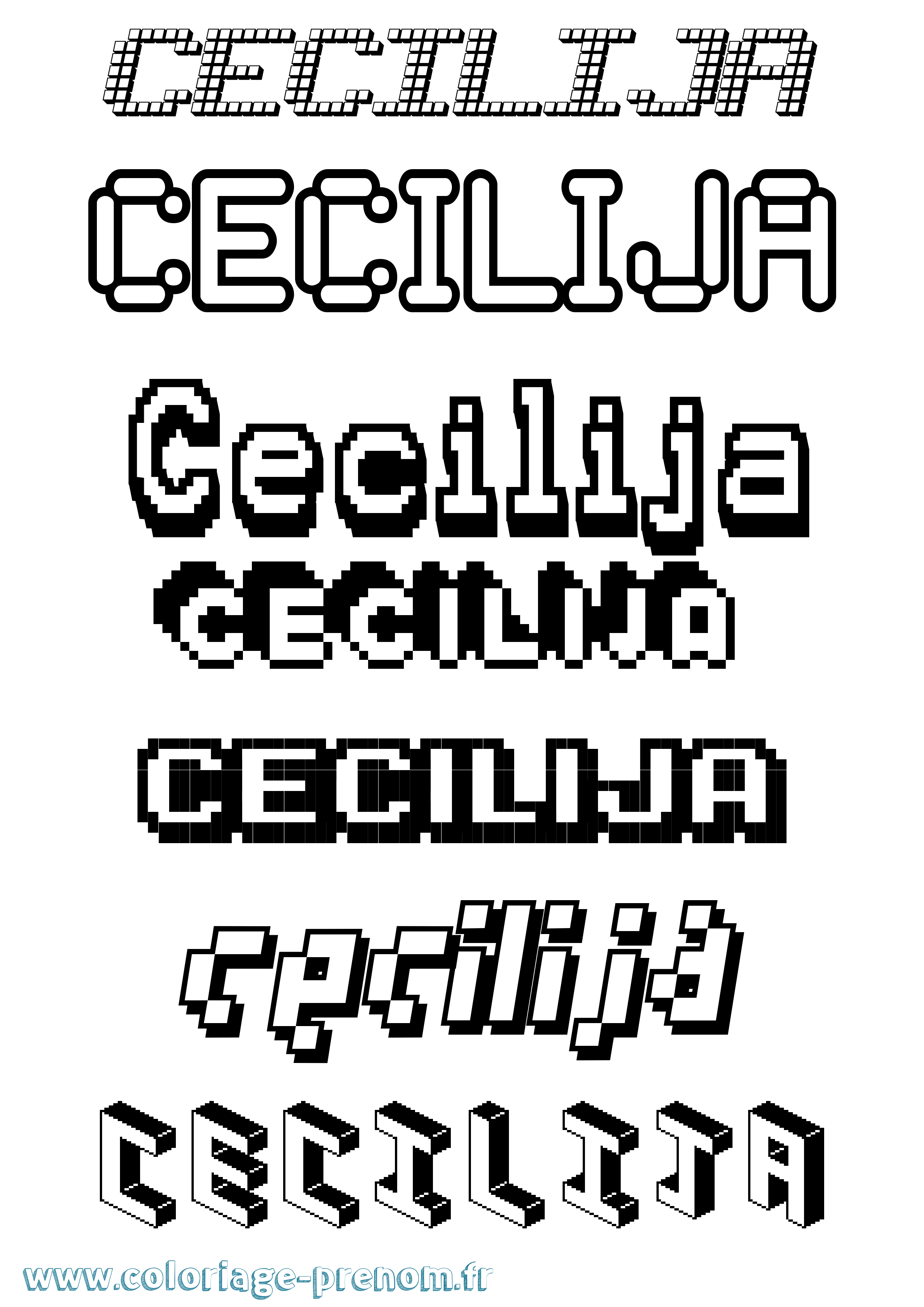 Coloriage Cecilija Pixel Coloriage prénom Cecilija Pixel