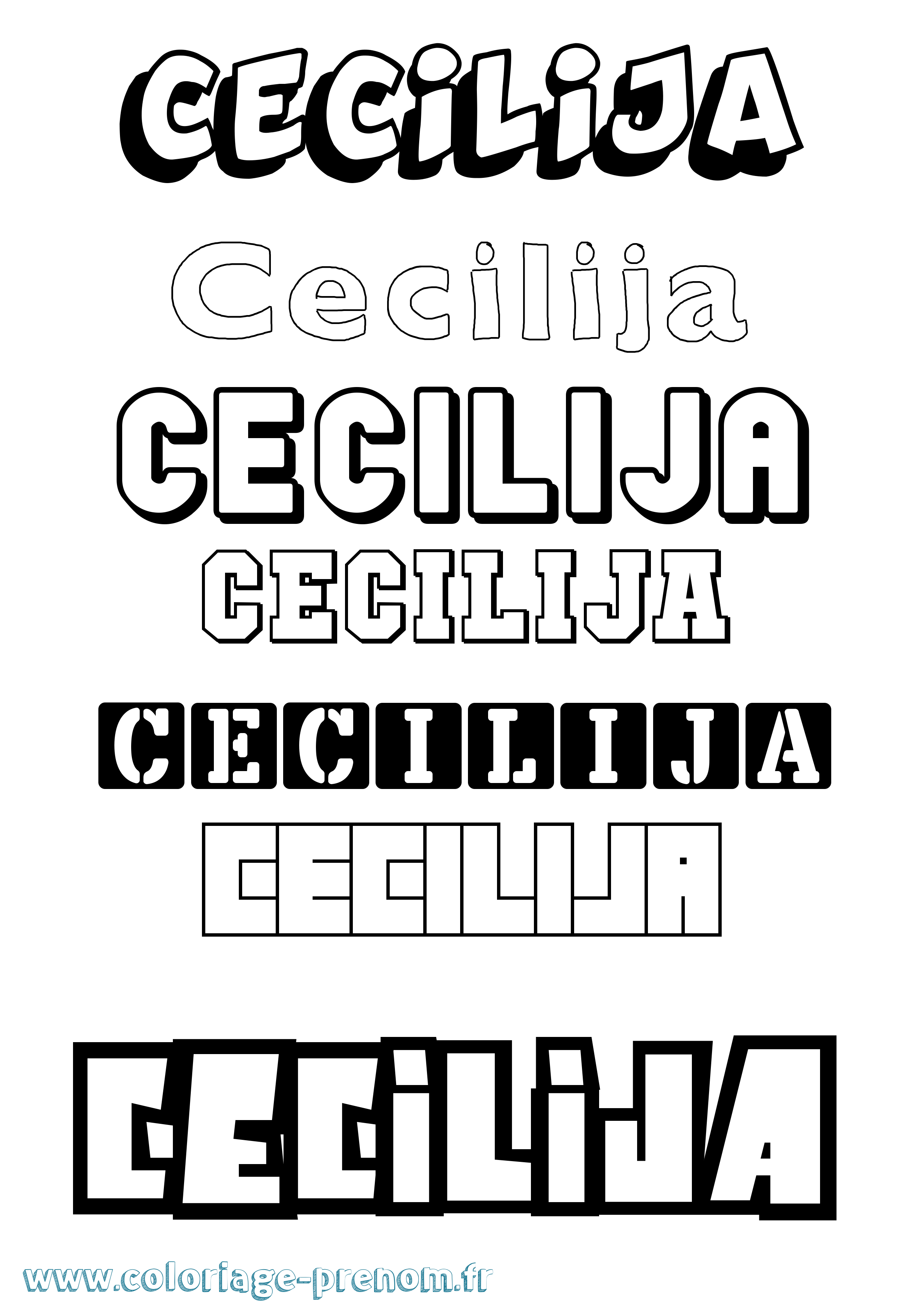 Coloriage Cecilija Simple Coloriage prénom Cecilija Simple