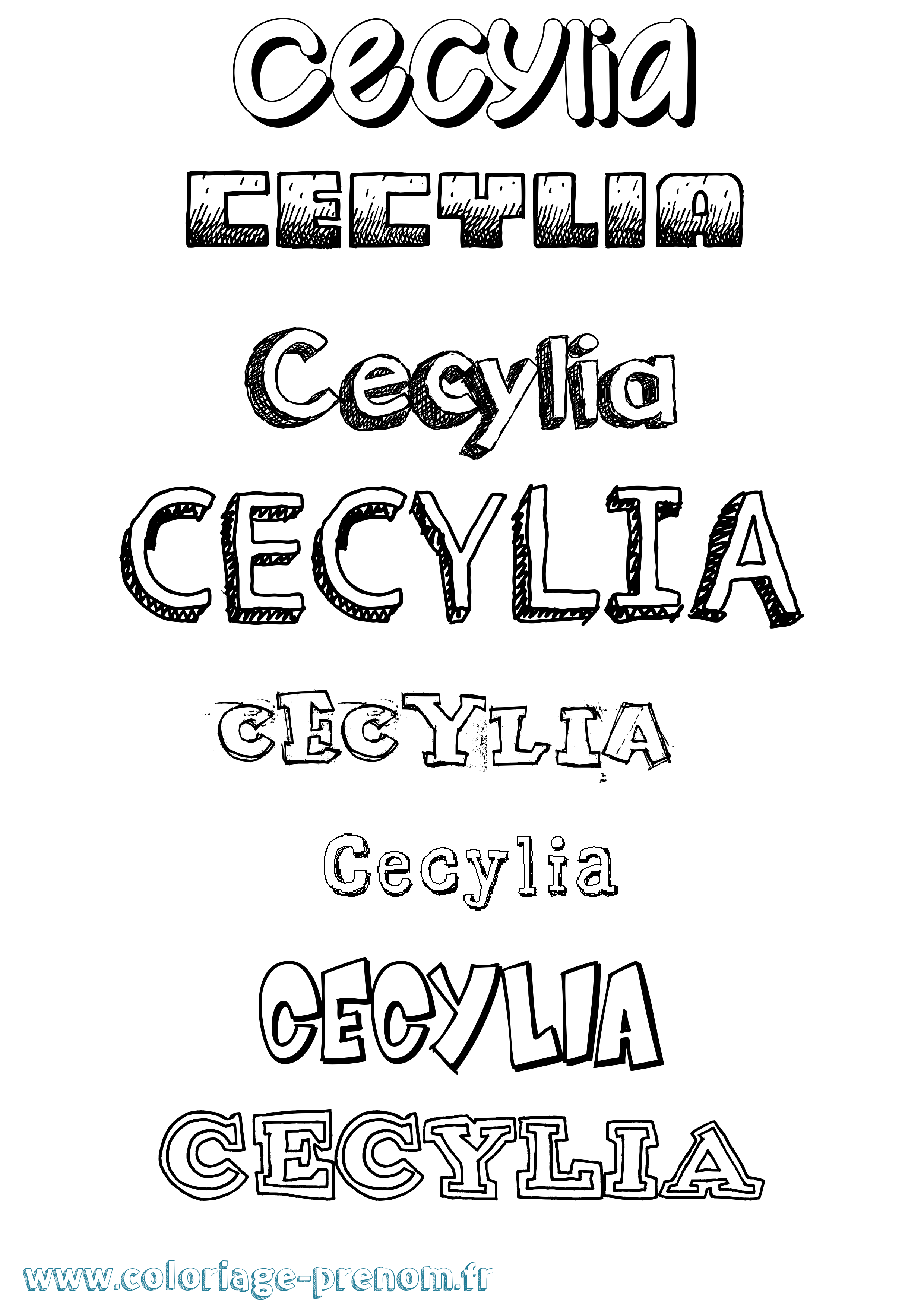 Coloriage Cecylia Dessiné Coloriage prénom Cecylia Dessiné