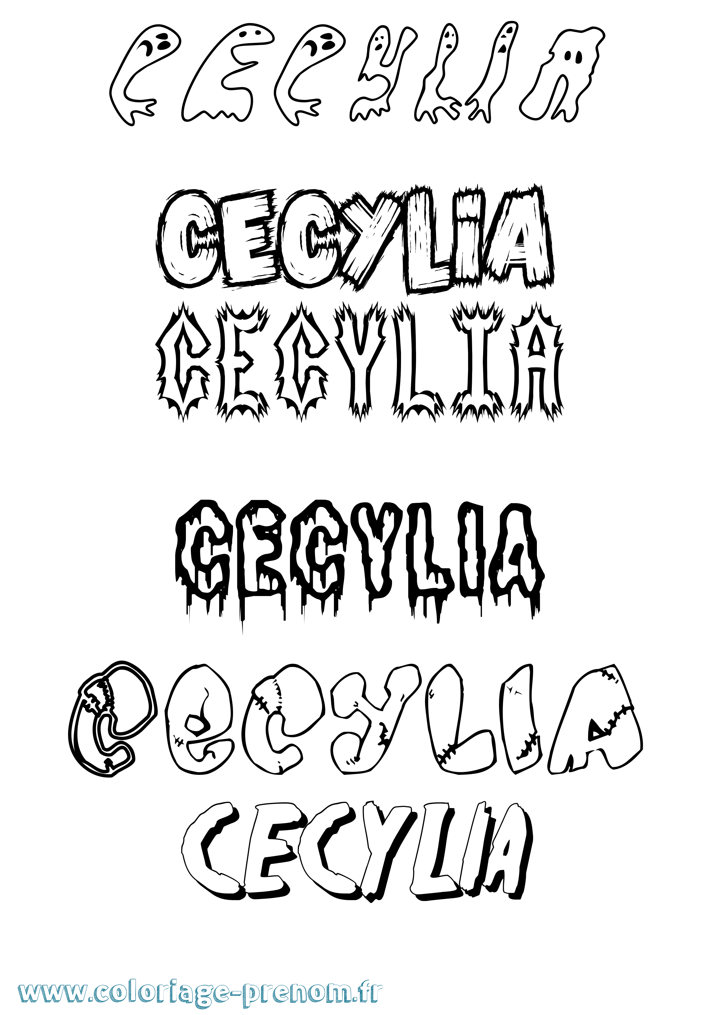 Coloriage Cecylia Frisson Coloriage prénom Cecylia Frisson