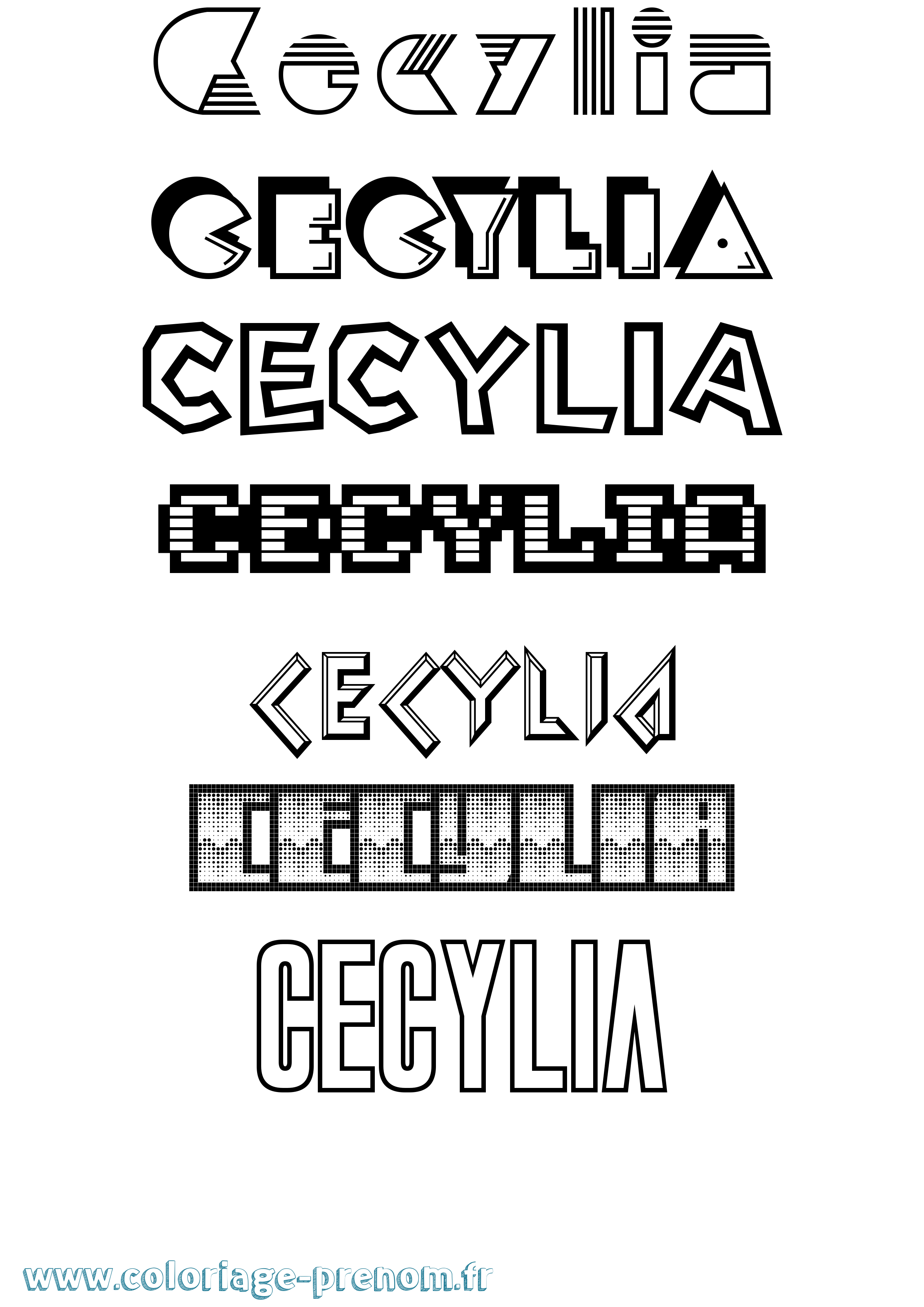 Coloriage Cecylia Jeux Vidéos Coloriage prénom Cecylia Jeux Vidéos