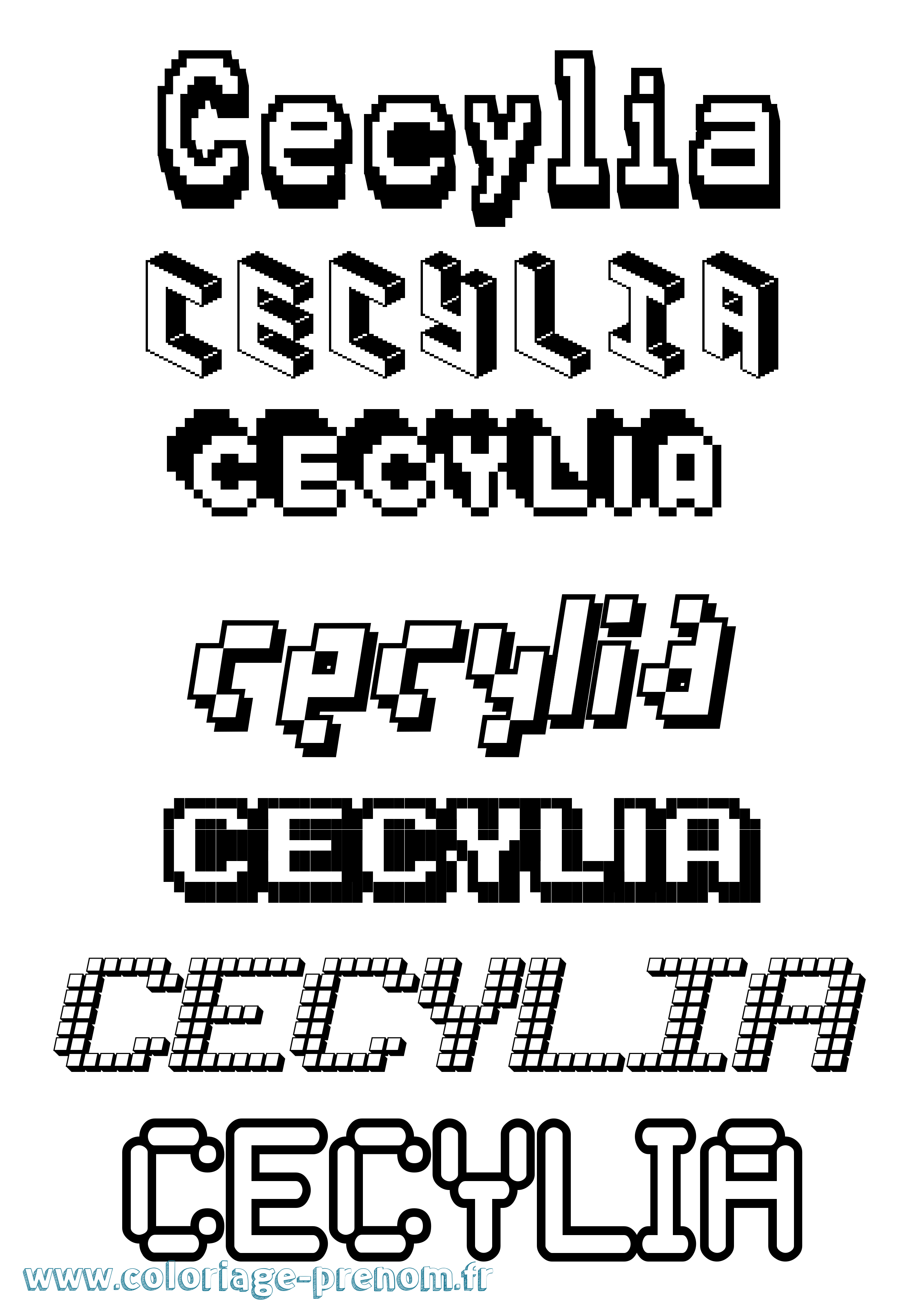 Coloriage Cecylia Pixel Coloriage prénom Cecylia Pixel