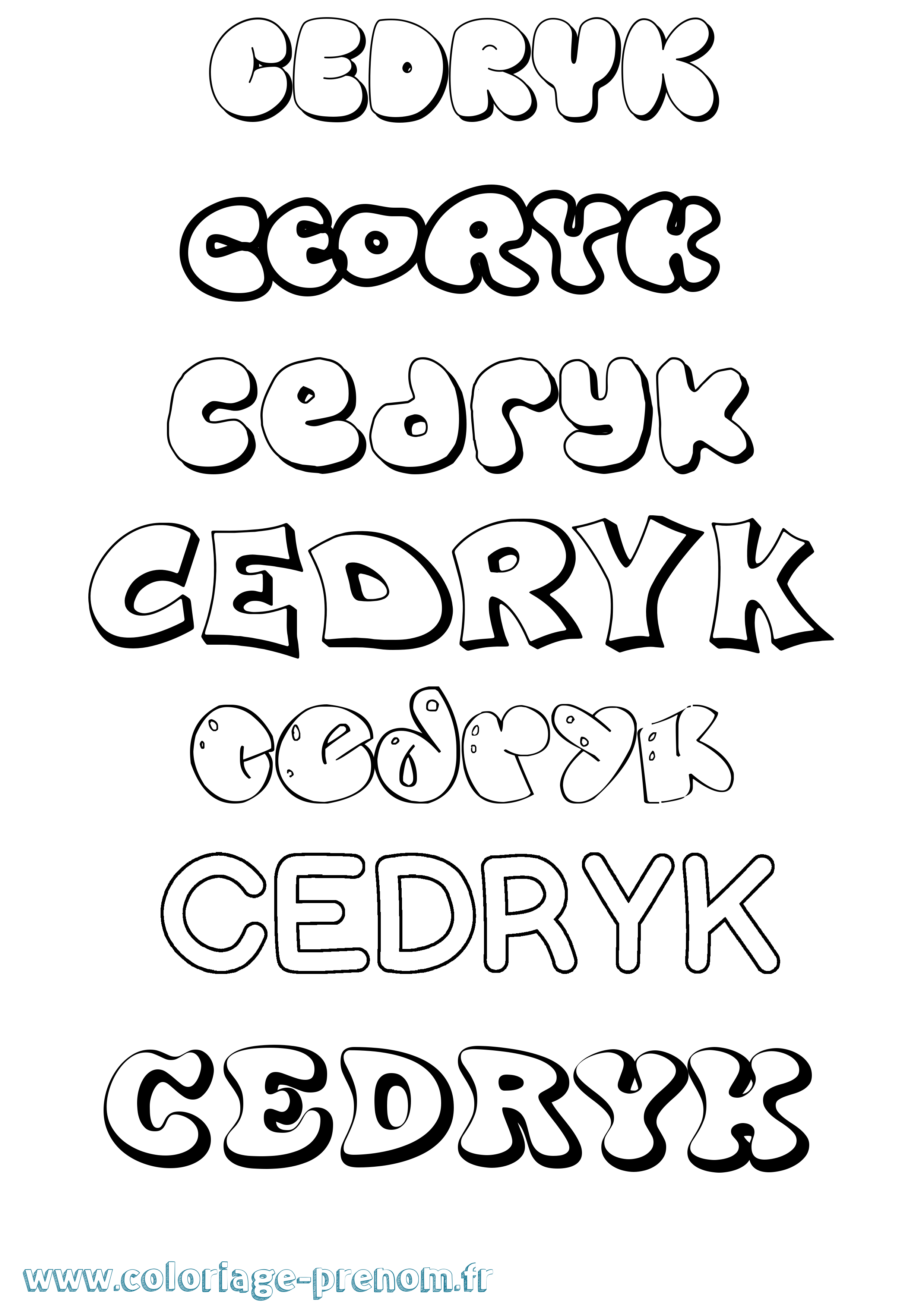 Coloriage Cedryk Bubble Coloriage prénom Cedryk Bubble