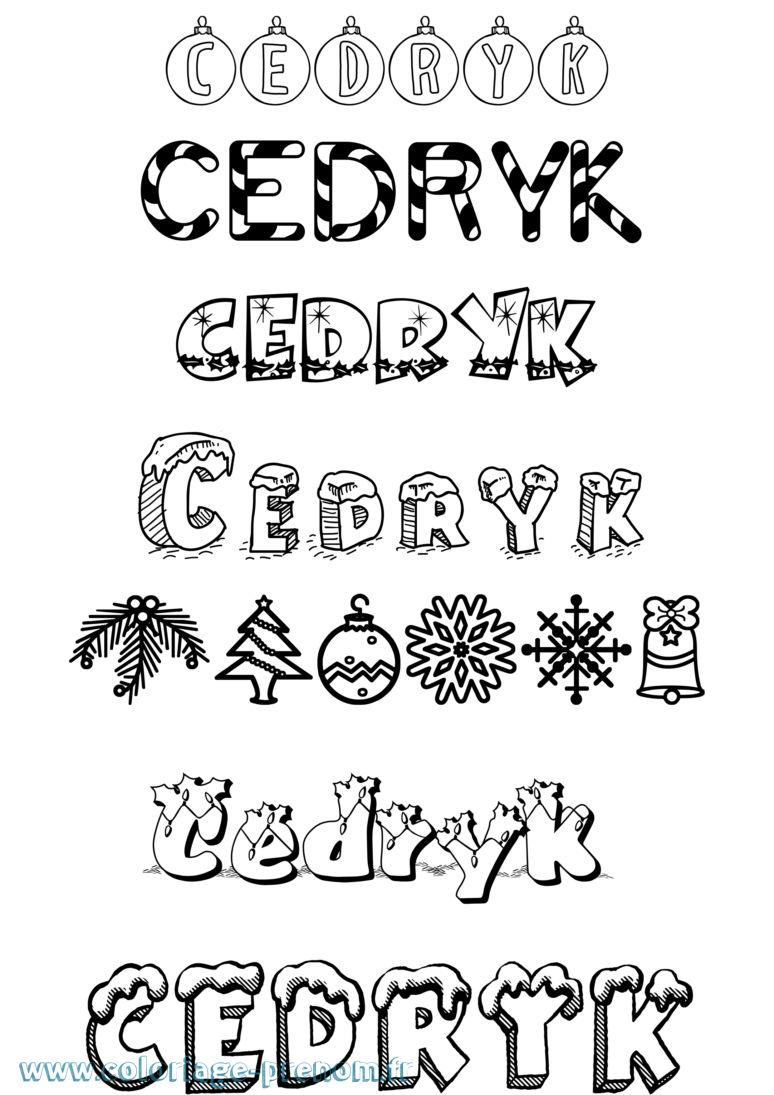 Coloriage Cedryk Noël Coloriage prénom Cedryk Noël