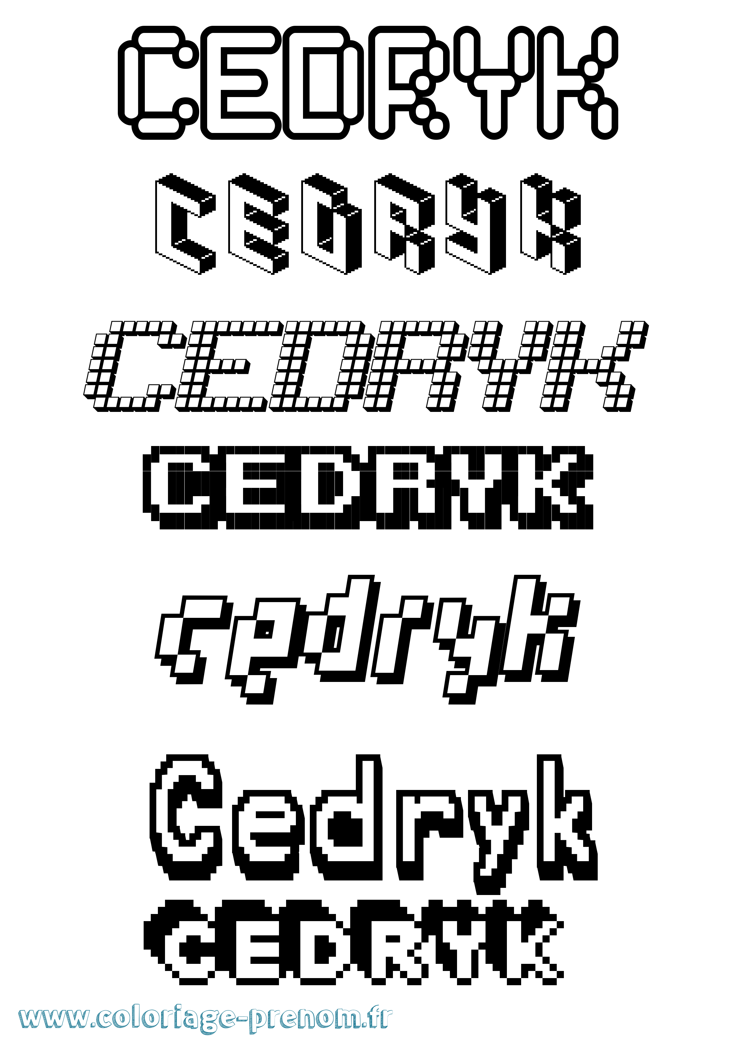 Coloriage Cedryk Pixel Coloriage prénom Cedryk Pixel