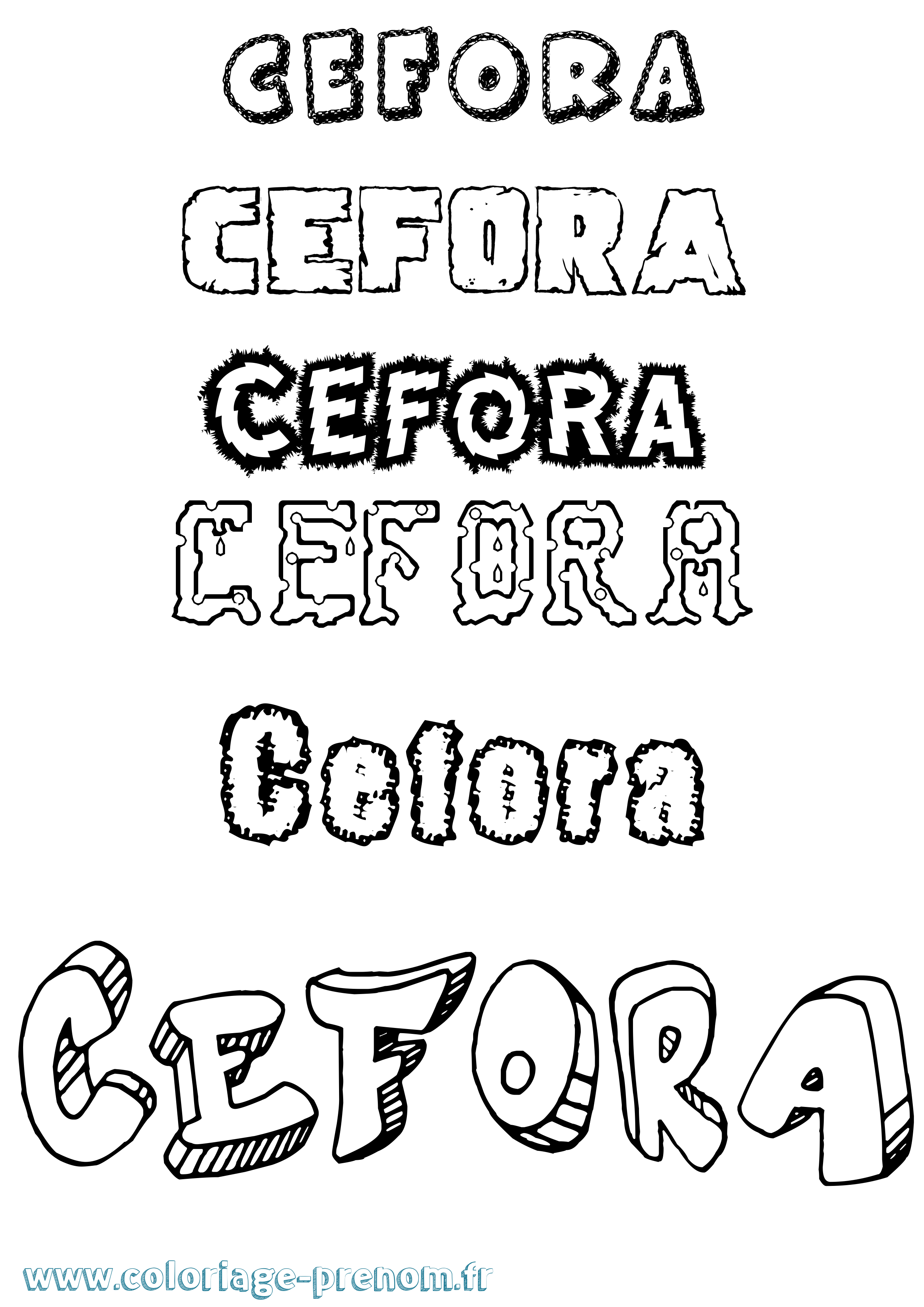Coloriage Cefora Destructuré Coloriage prénom Cefora Destructuré