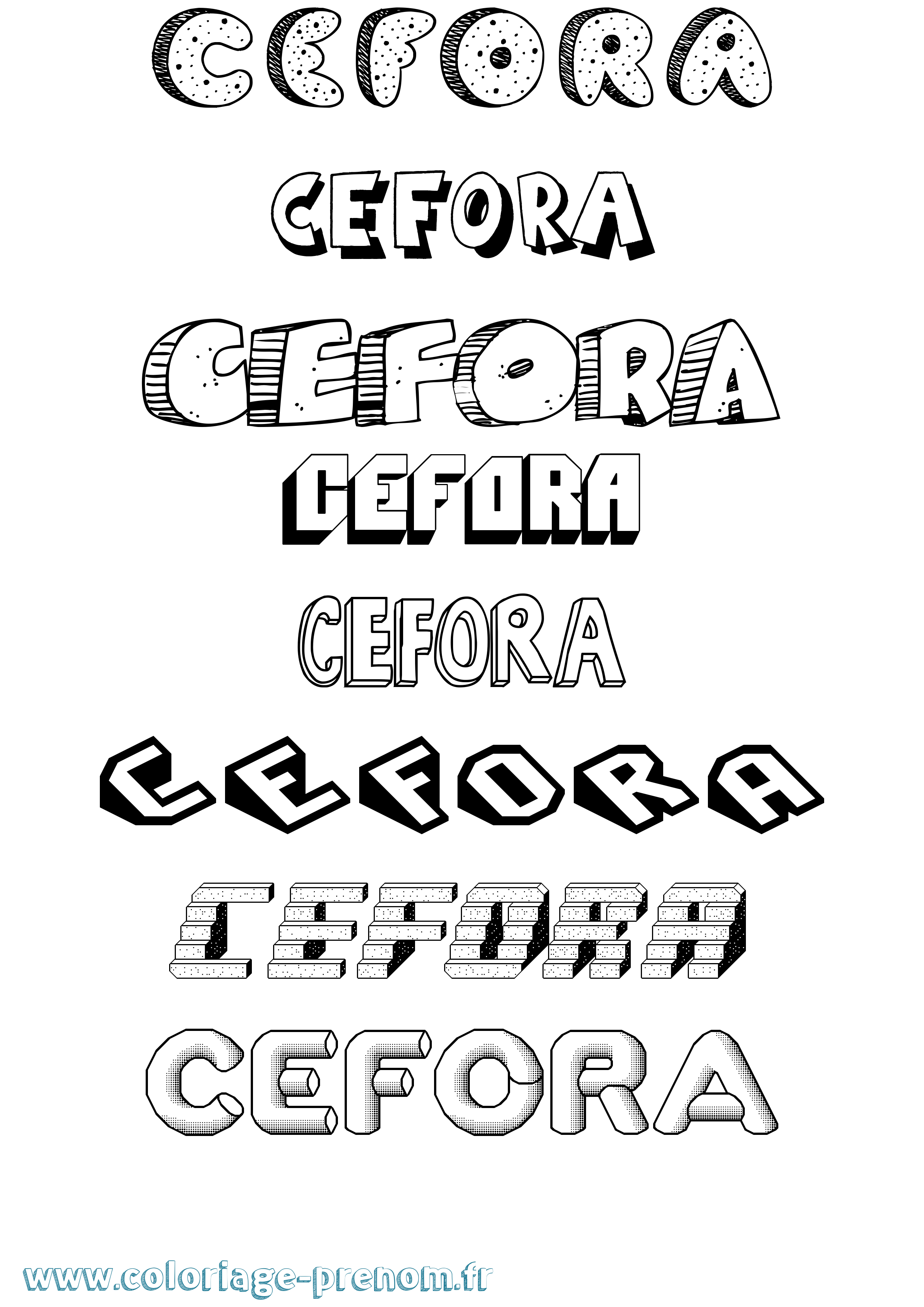 Coloriage Cefora Effet 3D Coloriage prénom Cefora Effet 3D